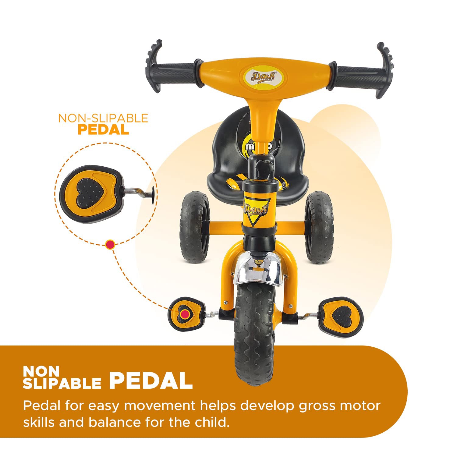 kidonex Kids Tricycle with Bottle Holder, Comfortable Seat & Non-Slip Pedals