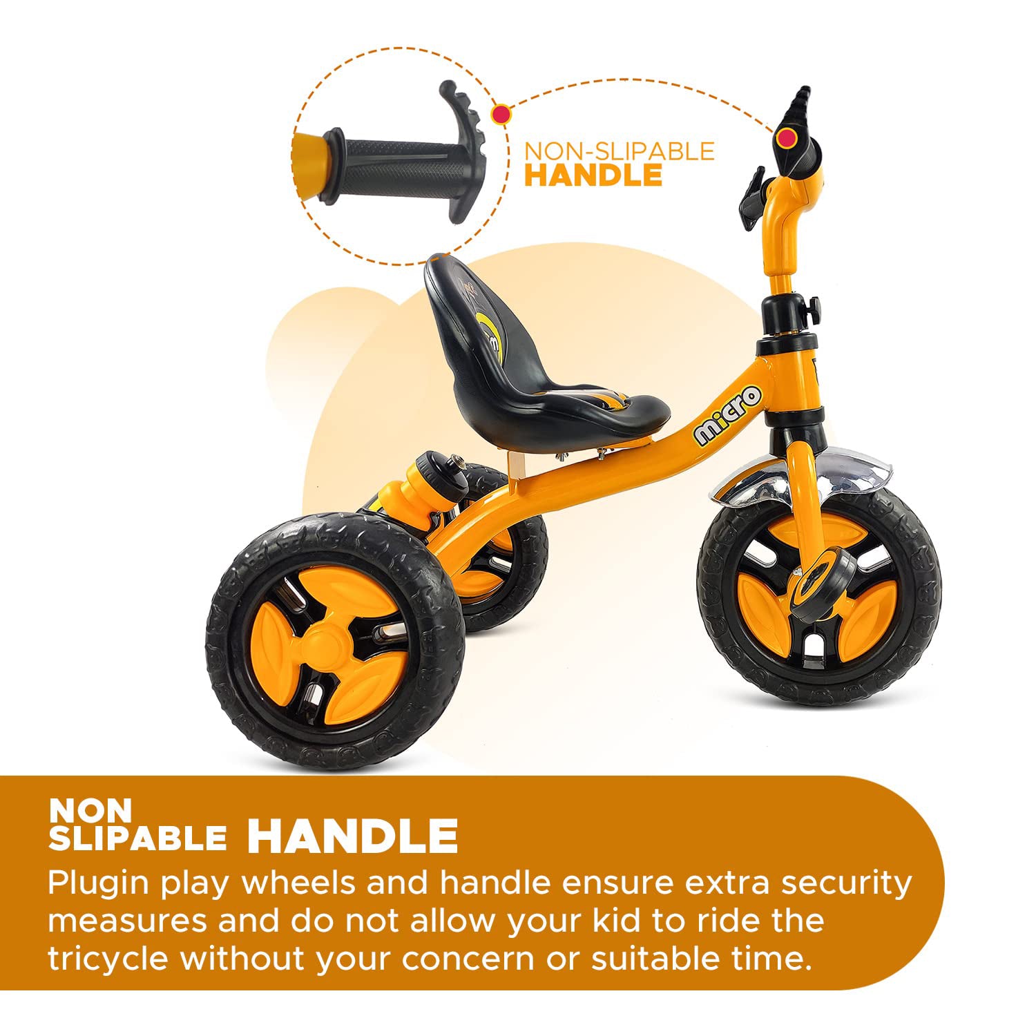 kidonex Kids Tricycle with Bottle Holder, Comfortable Seat & Non-Slip Pedals