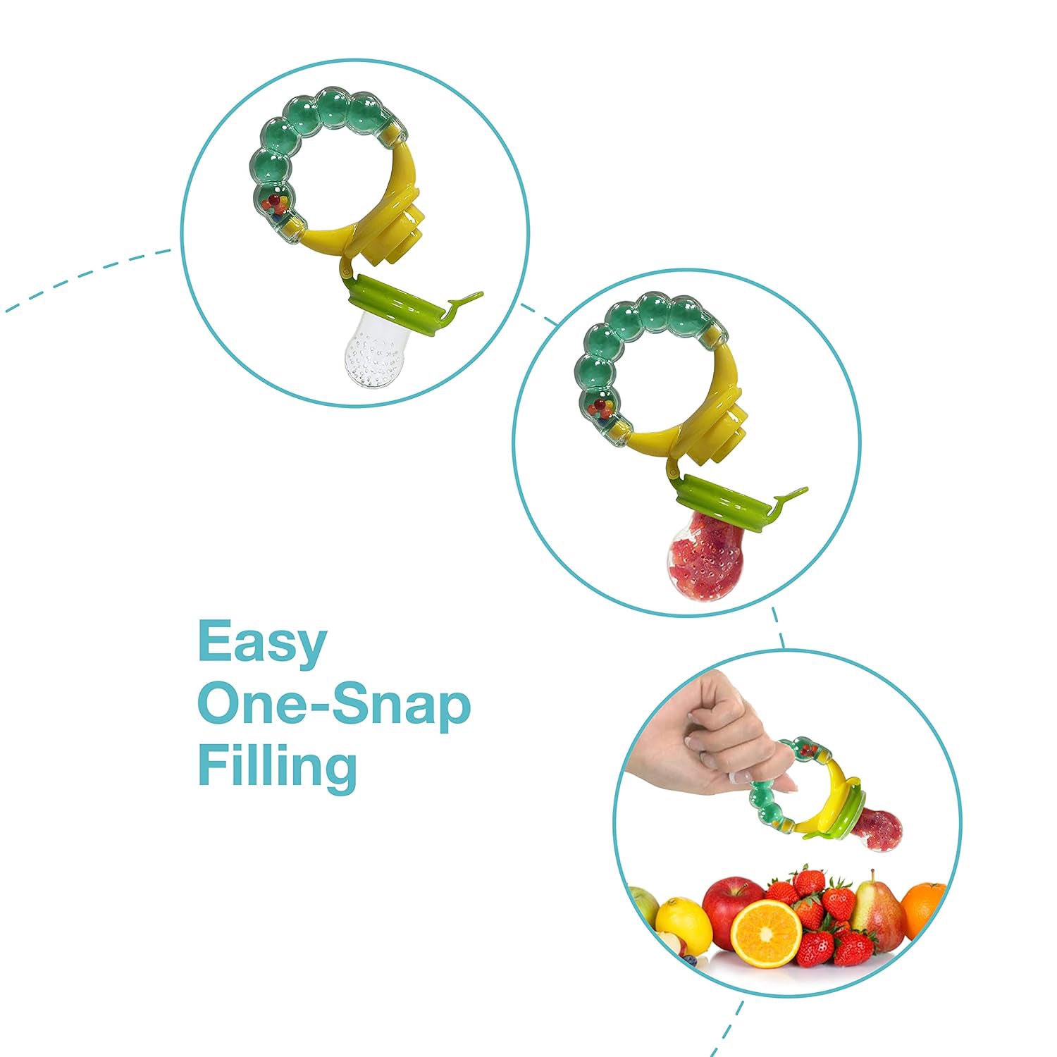 kidonex Food & Fruit Silicone Nibbler with Rattle