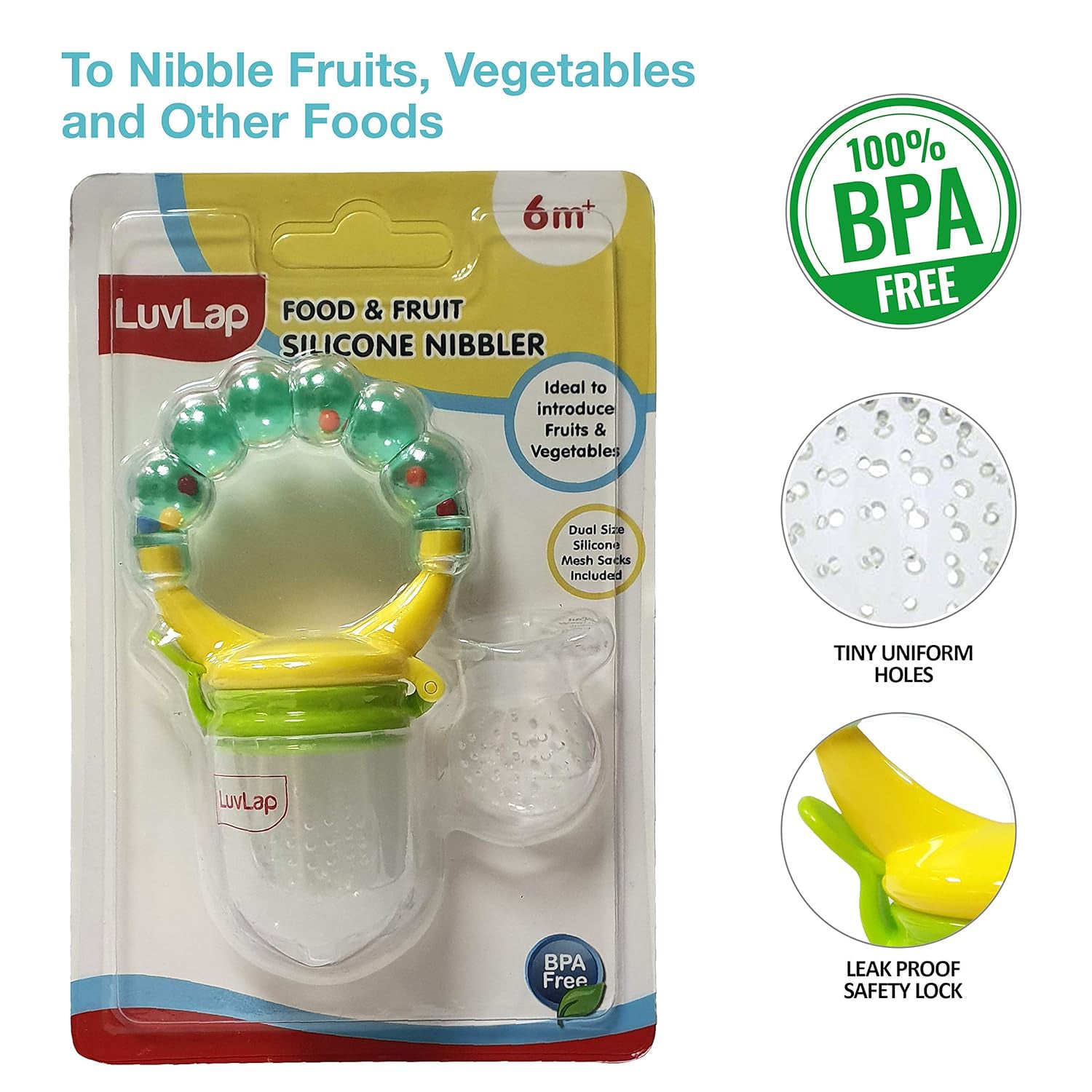 kidonex Food & Fruit Silicone Nibbler with Rattle
