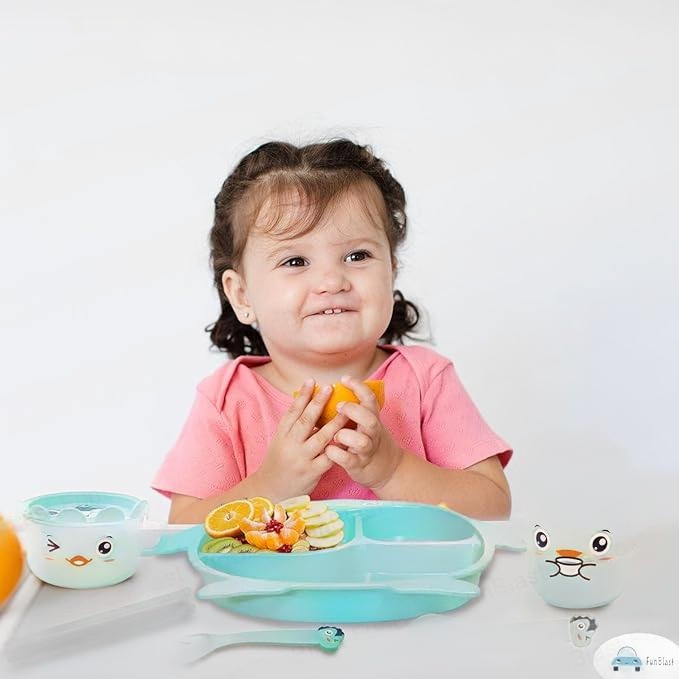 kidonex Bamboo Fiber Kids Plate Set