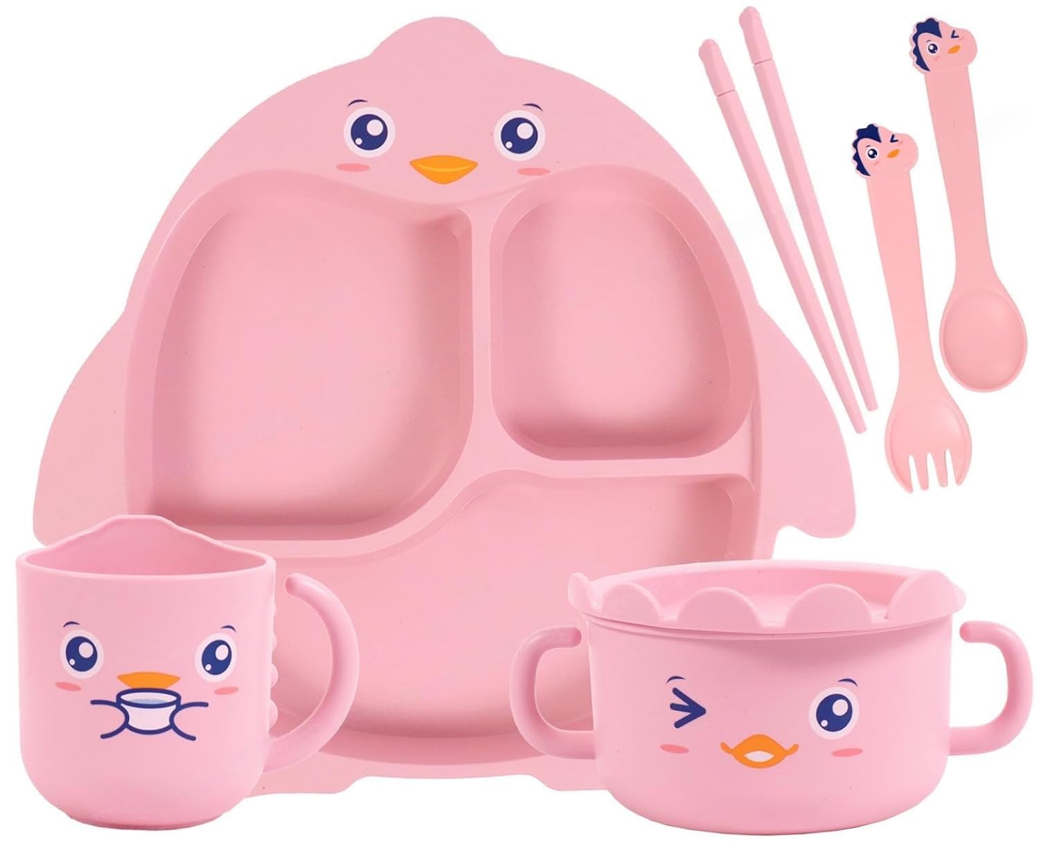 kidonex Bamboo Fiber Kids Plate Set