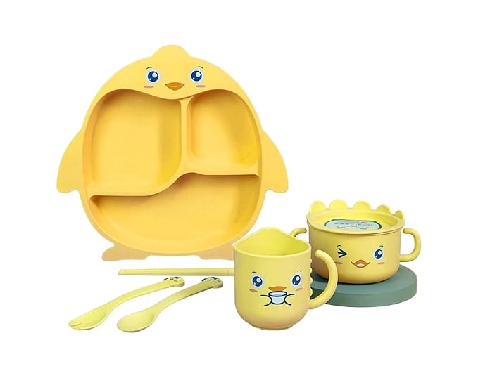 kidonex Bamboo Fiber Kids Plate Set