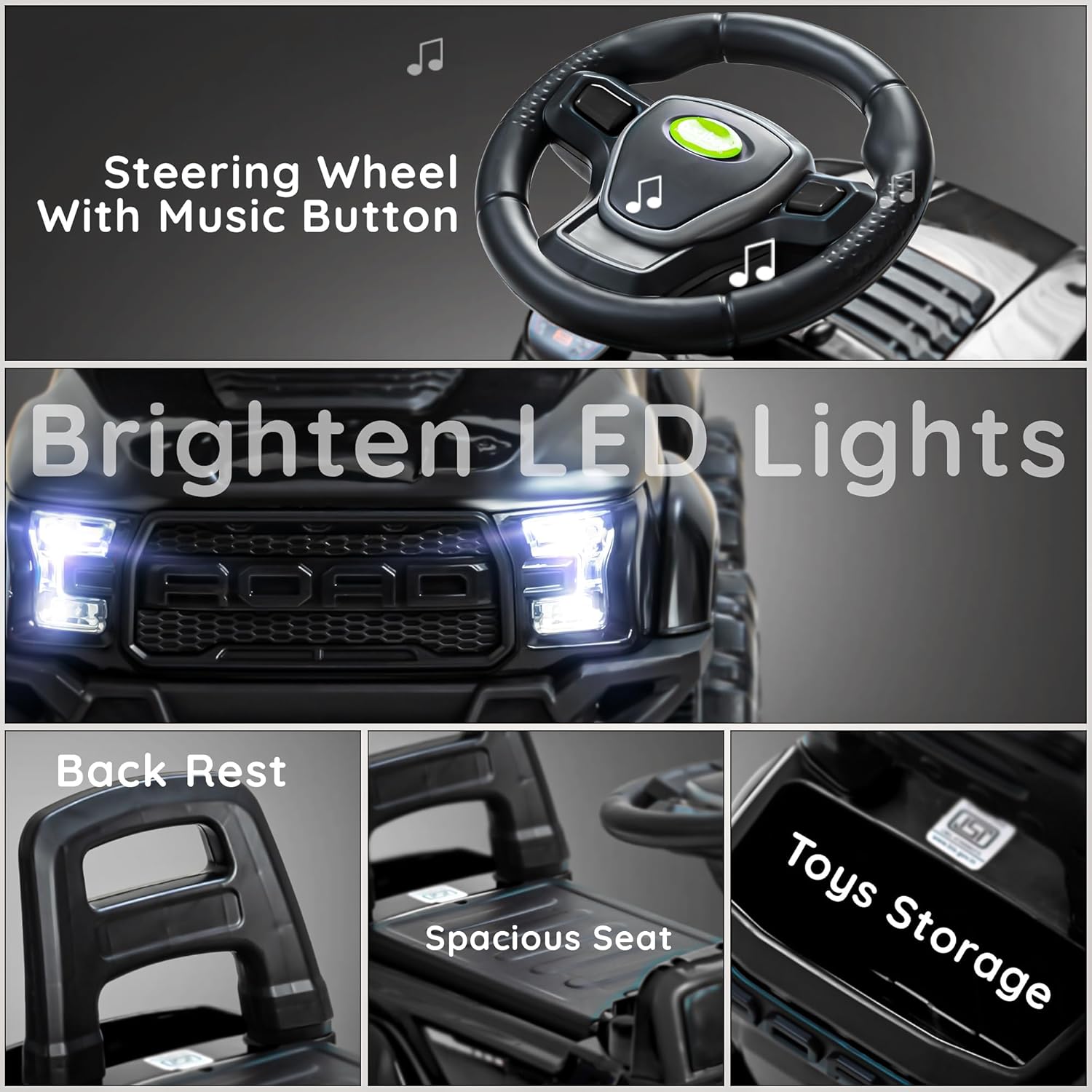 Roady Ride-On Car for Toddlers with LED Lights & Music