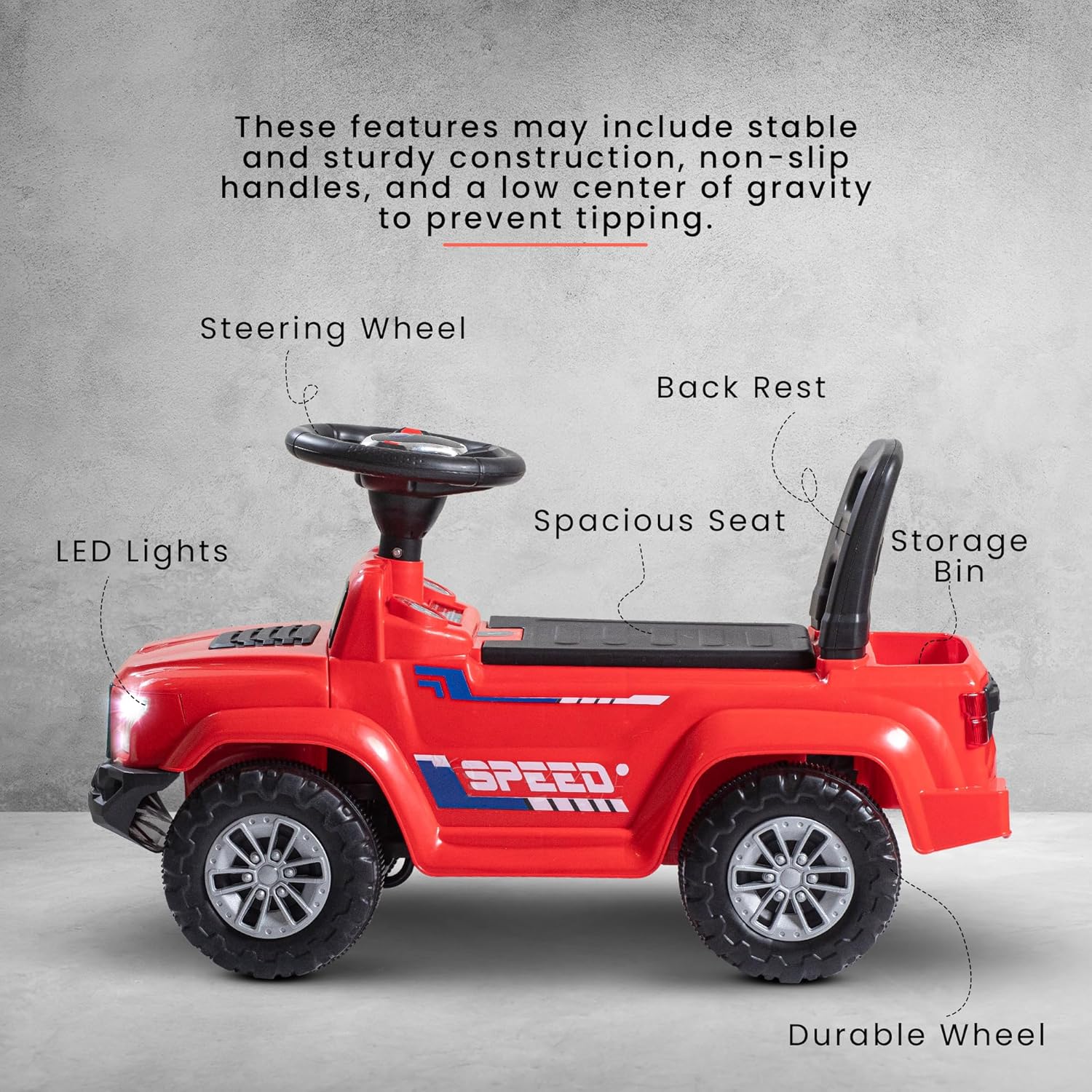 Roady Ride-On Car for Toddlers with LED Lights & Music