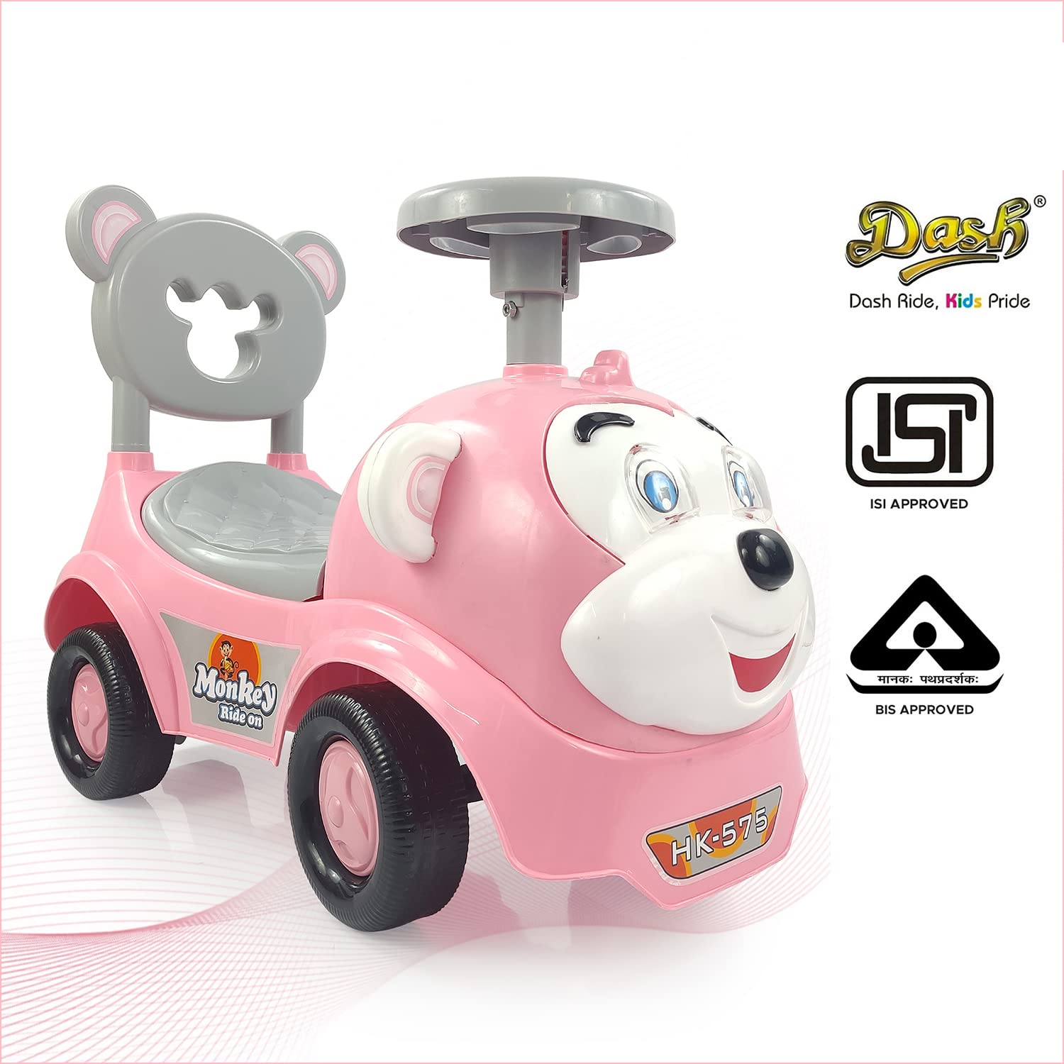 Monkey Ride On for Kids, Baby Car, Ride On for Kids 2 Years+, Push Car for Baby with Backrest and Under Seat Storage Utility Box for Toys