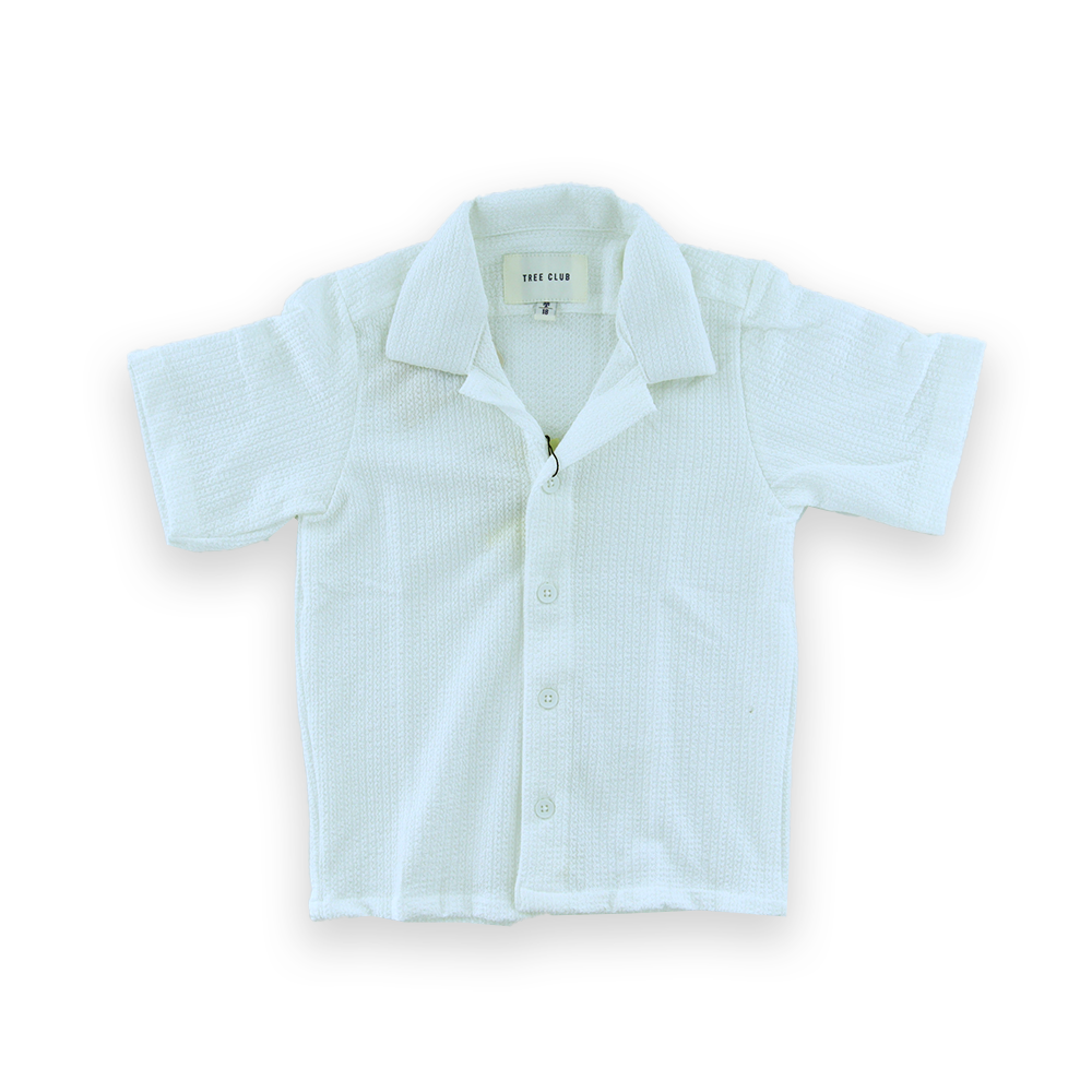 Stylish White Open Collar Casual  Shirt For Boys