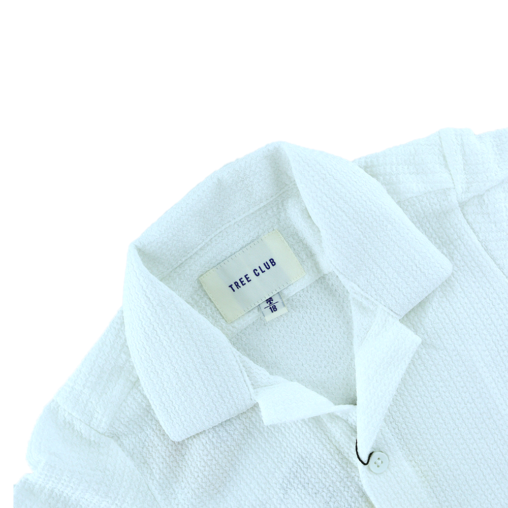 Stylish White Open Collar Casual  Shirt For Boys