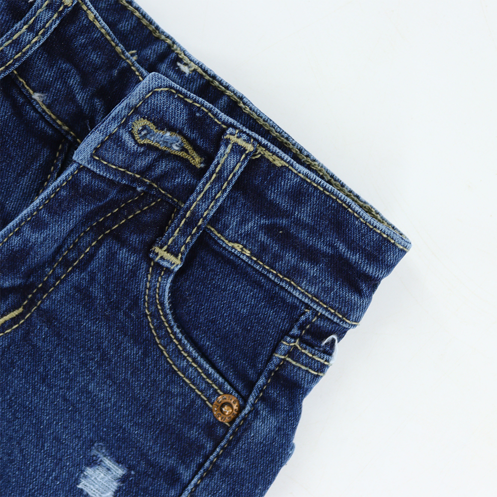 Girls Casual Denim Shorts Comfy Cotton Slim Fit Jean Short-pant Fashion Distressed Frayed Raw Hem Short Jeans