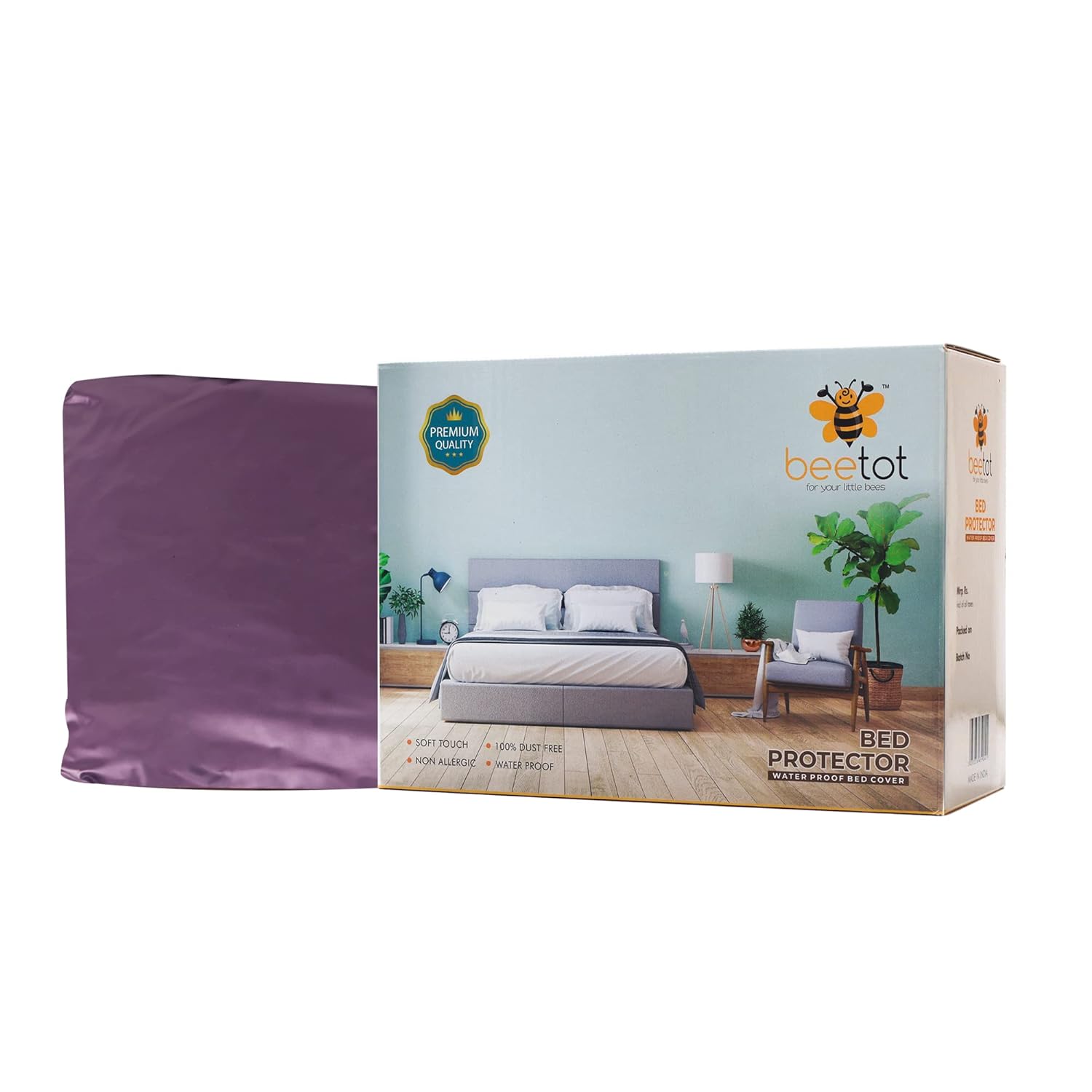 PVC Water Proof and Dust Proof Double Bed Cover, Mattress Protector, Non-Toxic Bed Protector, Mattress Cover (Violet)