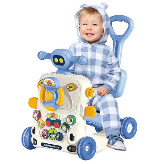 Baby Push Walker, Learning to Walk Baby Walker with Wheels, Music Learning Push & Pull Baby Toys