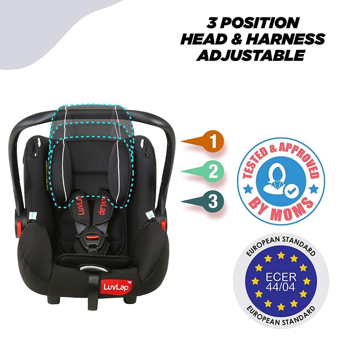 LuvLap Infant Baby Car Seat cum Carry Cot, Black