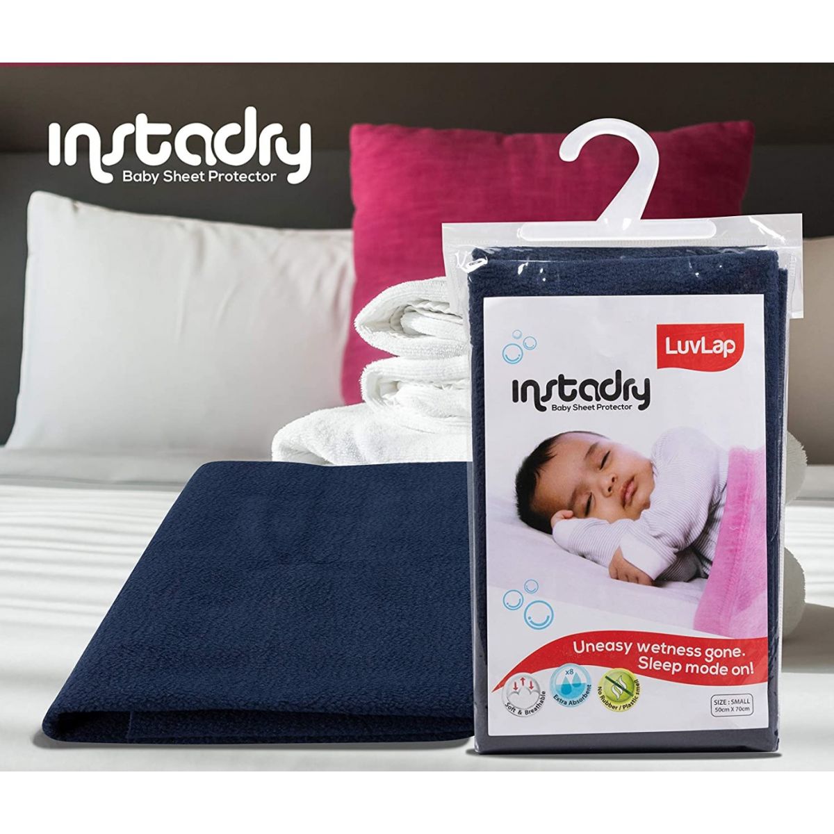 Luvlap Instadry Extra Absorbent Dry Sheet / Bed Protector - Navy Blue