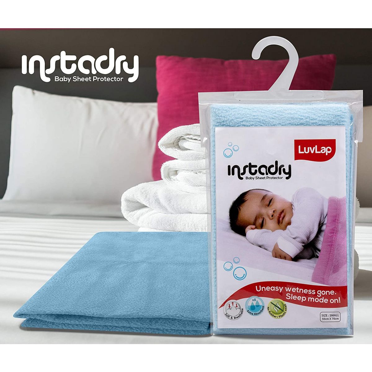 Luvlap Instadry Extra Absorbent Dry Sheet / Bed Protector - Sky Blue