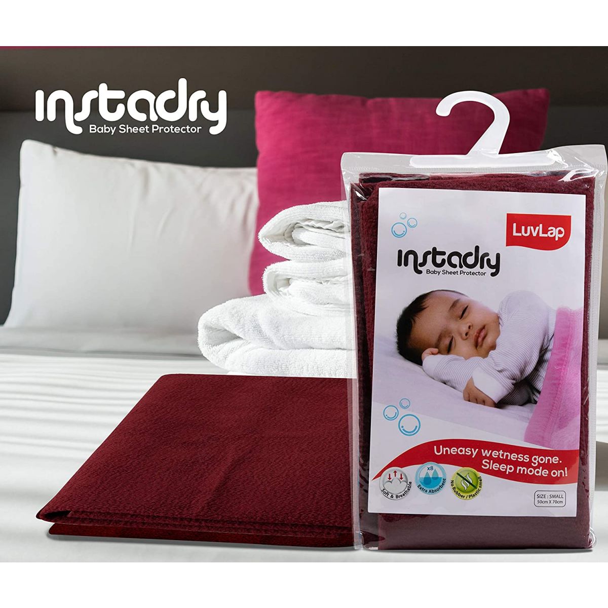 Luvlap Instadry Extra Absorbent Dry Sheet / Bed Protector - Maroon