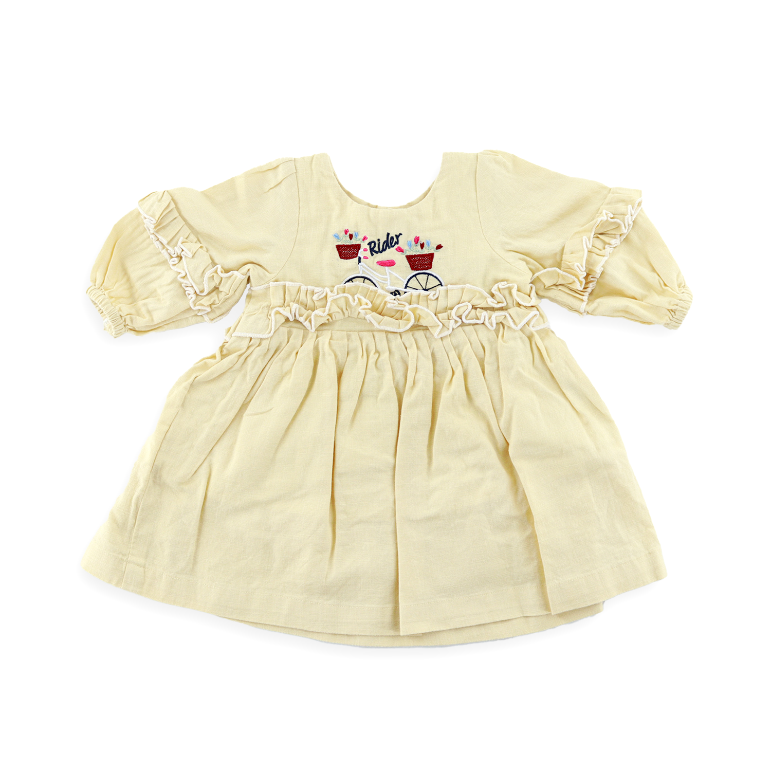 Fashionable Cotton Woven Frock - Yellow