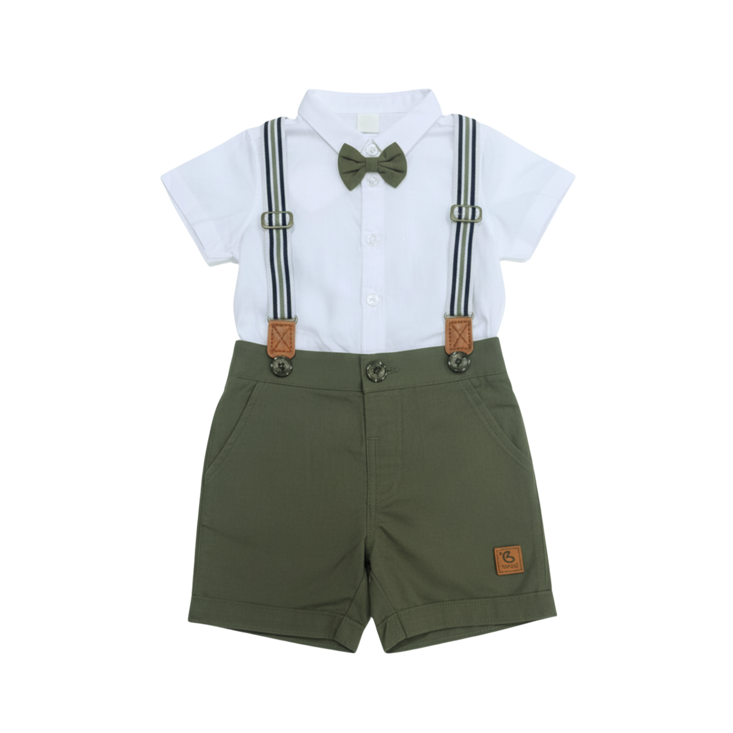 Baby Boy Formal Outfit with Bow Tie & Suspenders
