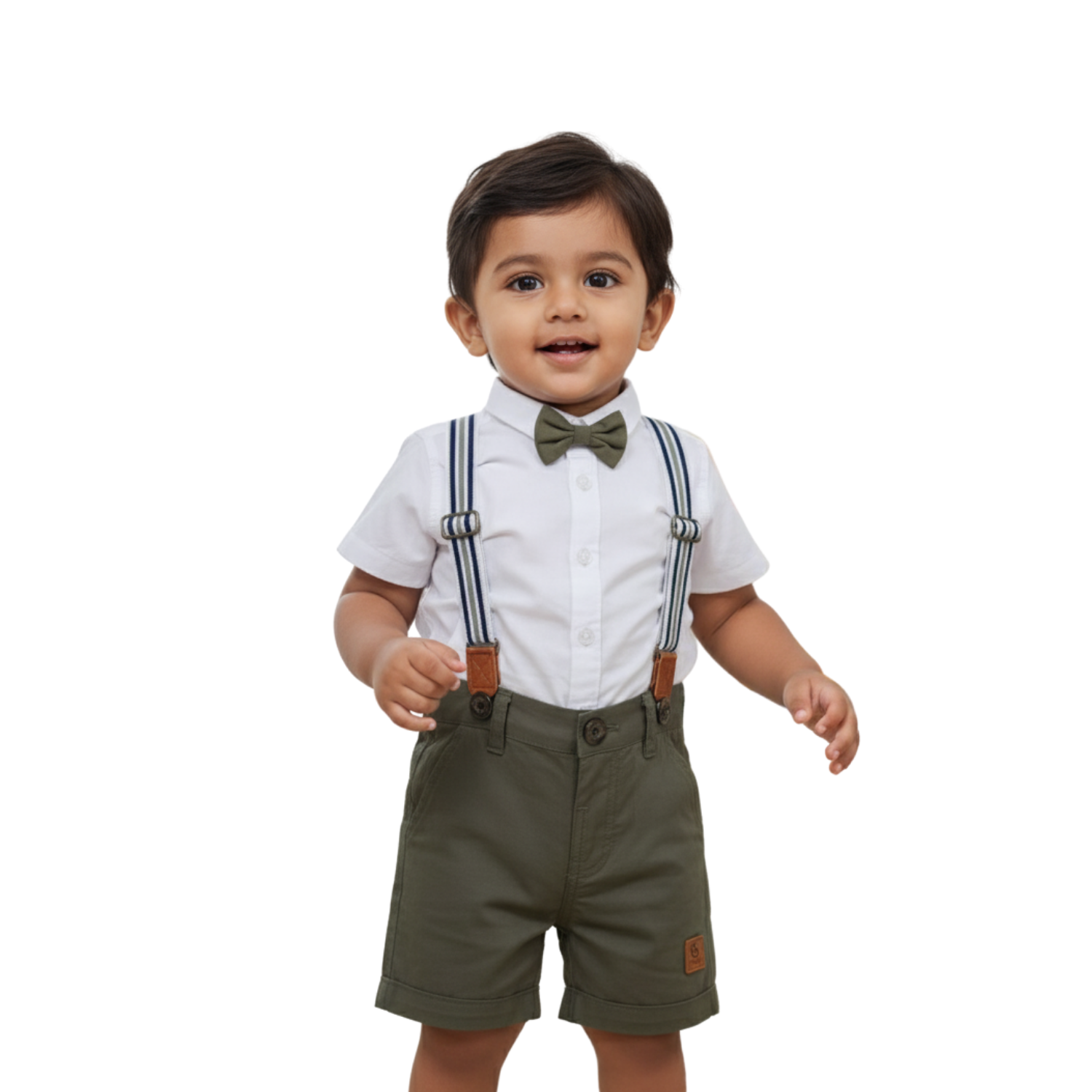 Baby Boy Formal Outfit with Bow Tie & Suspenders