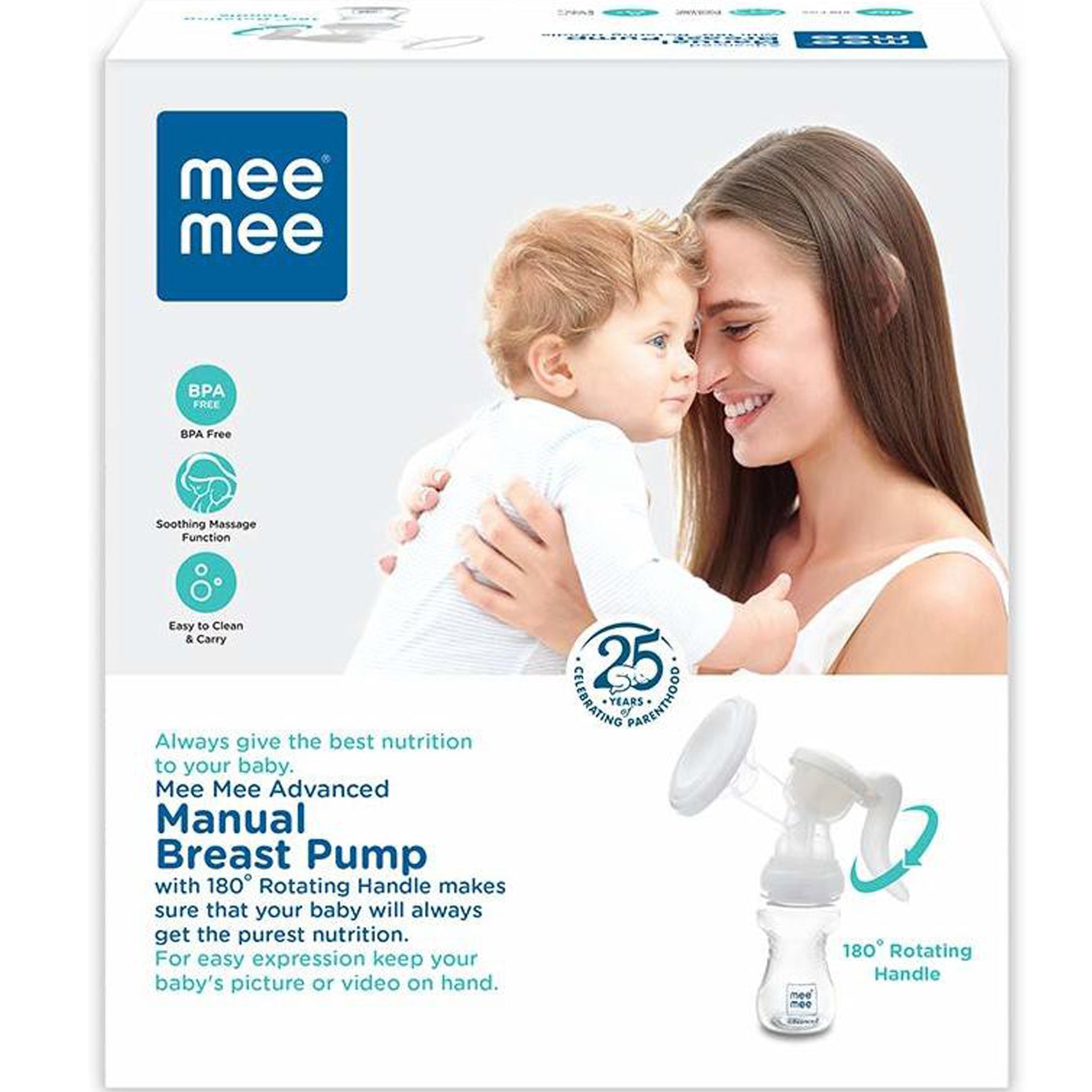Mee Mee Comfort Manual Breast Pump - BPA-Free, Soft Silicone Shield, Soothing Massage, Portable & Easy to Clean - Perfect for Breastfeeding Mothers