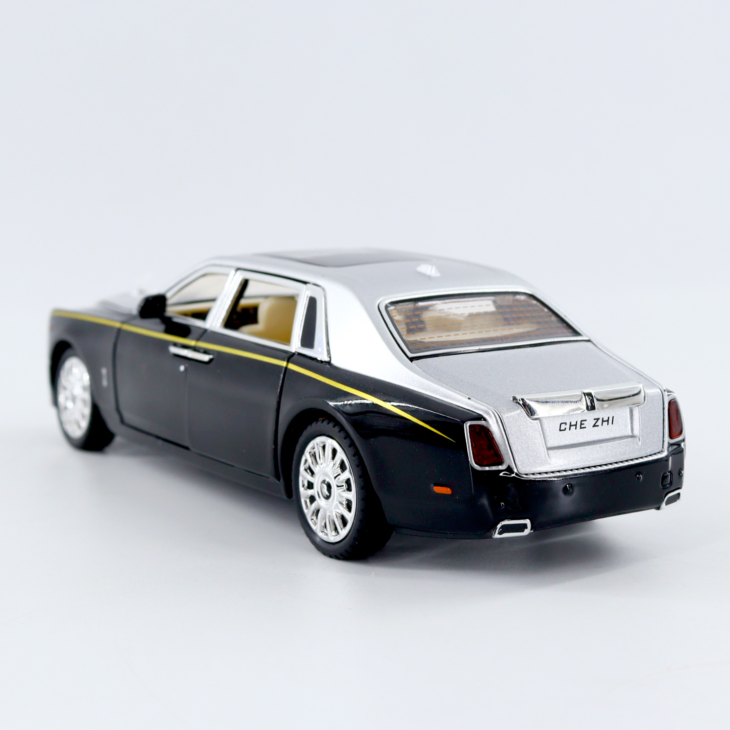 Rolls Royce Phantom Metal die cast Car Toy with Sound (Black & Silver)