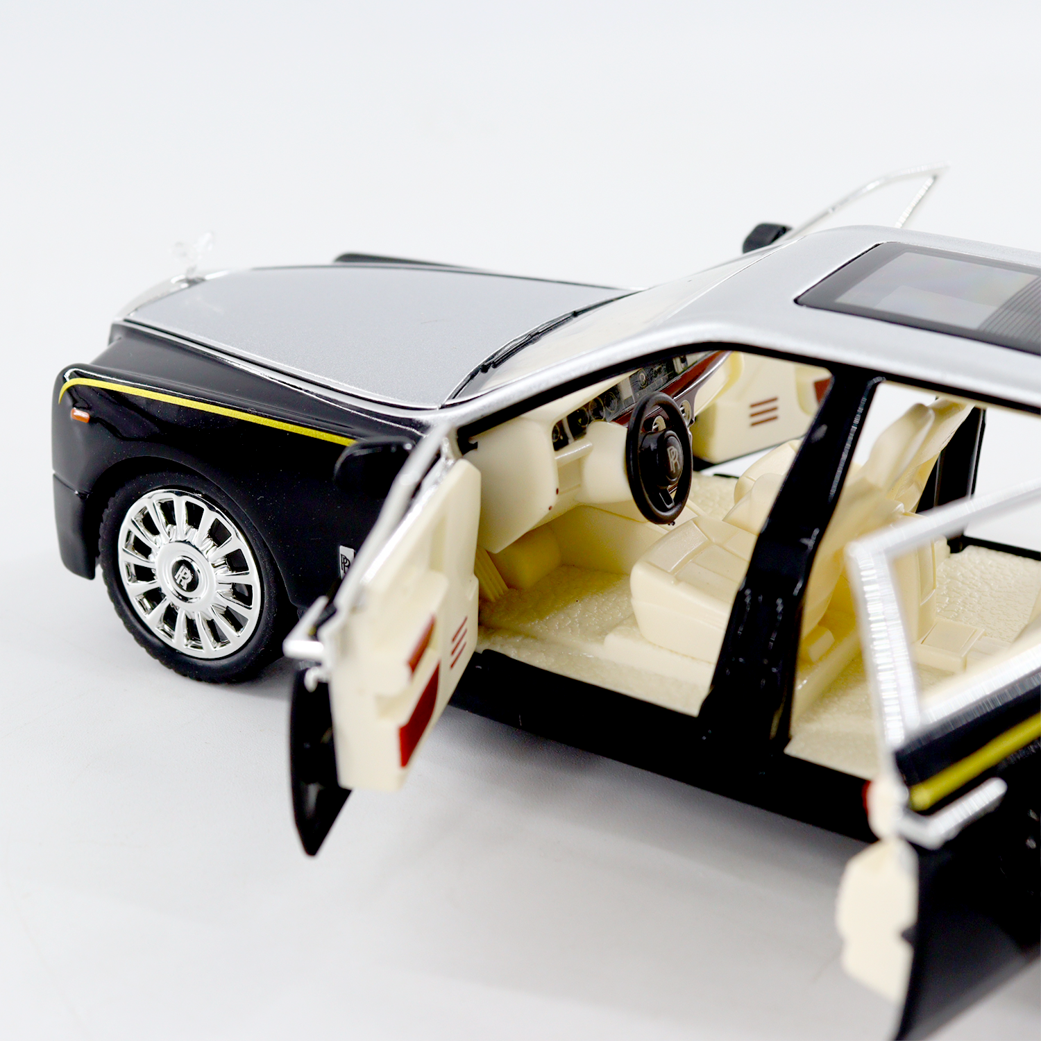 Rolls Royce Phantom Metal die cast Car Toy with Sound (Black & Silver)