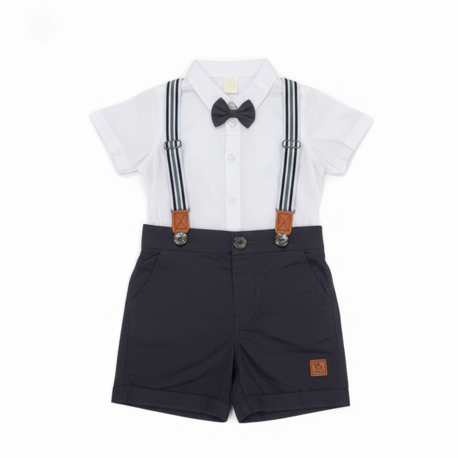 Baby Boy Formal Outfit with Bow Tie & Suspenders