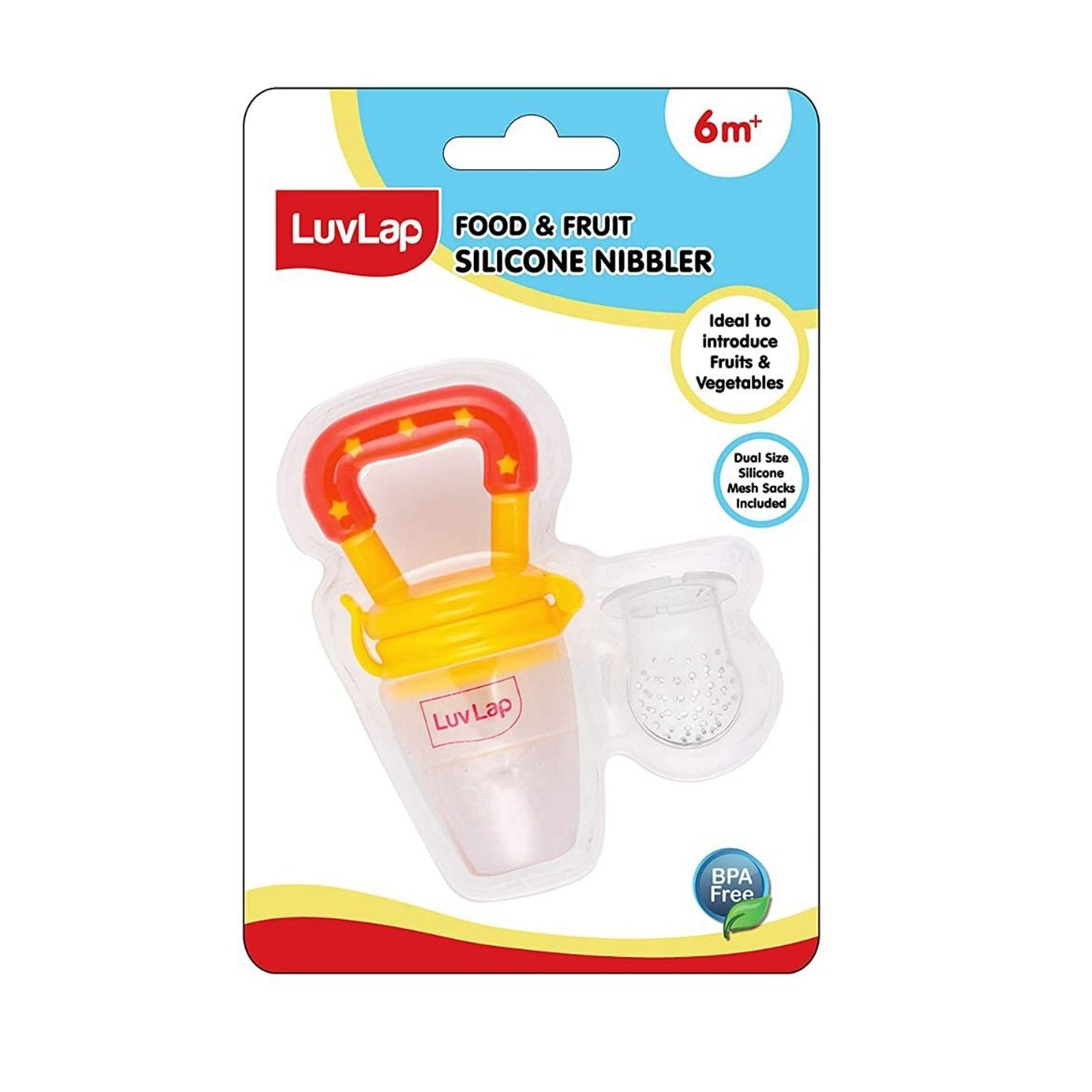 LuvLap Silicone Food/Fruit Nibbler with Extra Mesh, Soft Pacifier/Feeder