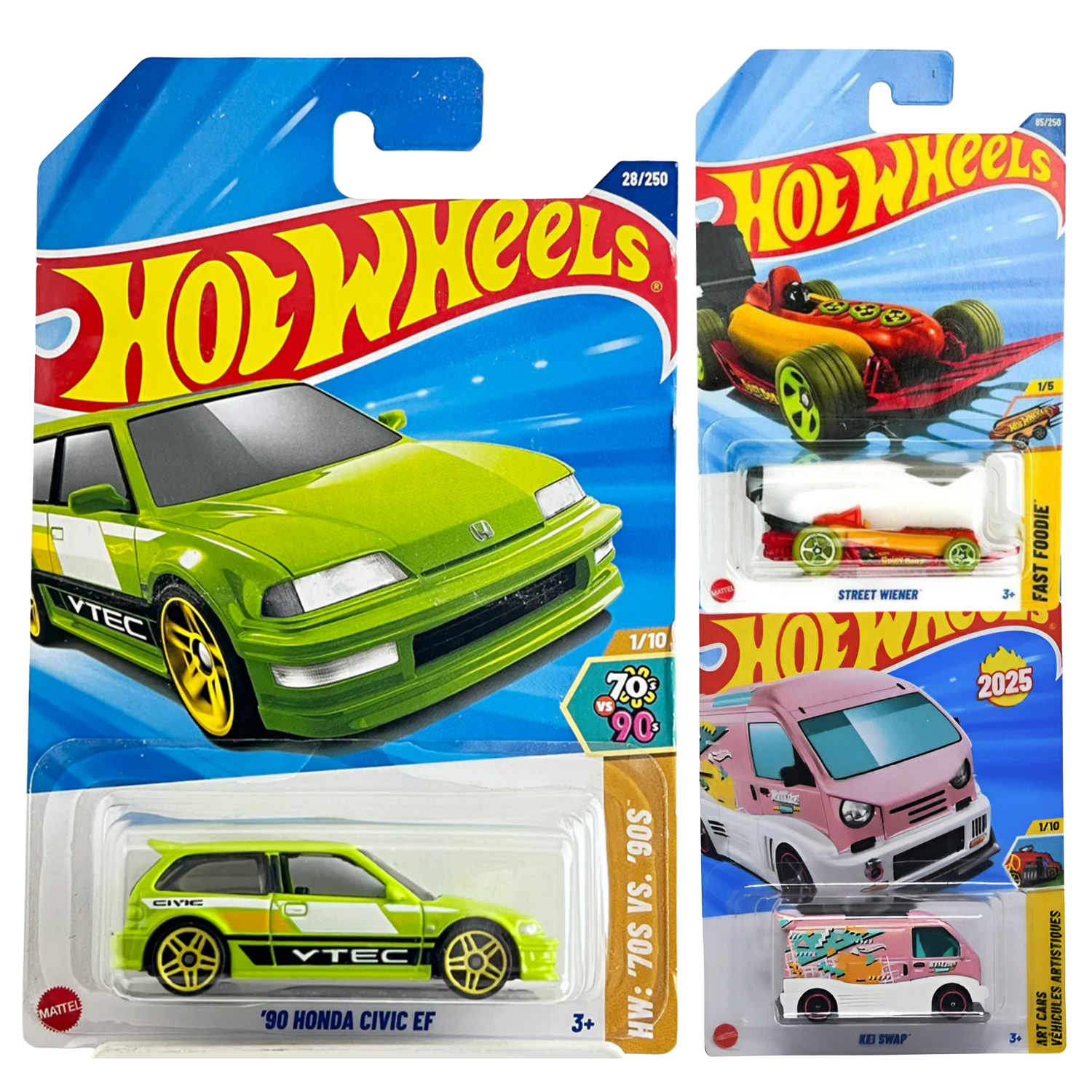 Hot Wheels Combo Pack of 3 ID3 90 honda Civic EF