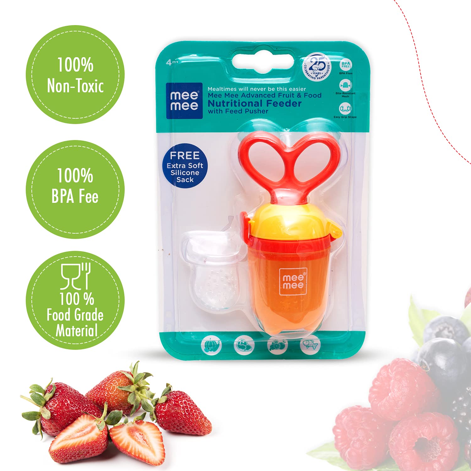 Mee Mee Advanced Fruit & Food Nutritional Feeder with Feed Pusher | BPA Free | Baby Grip Feeder to Push Food
