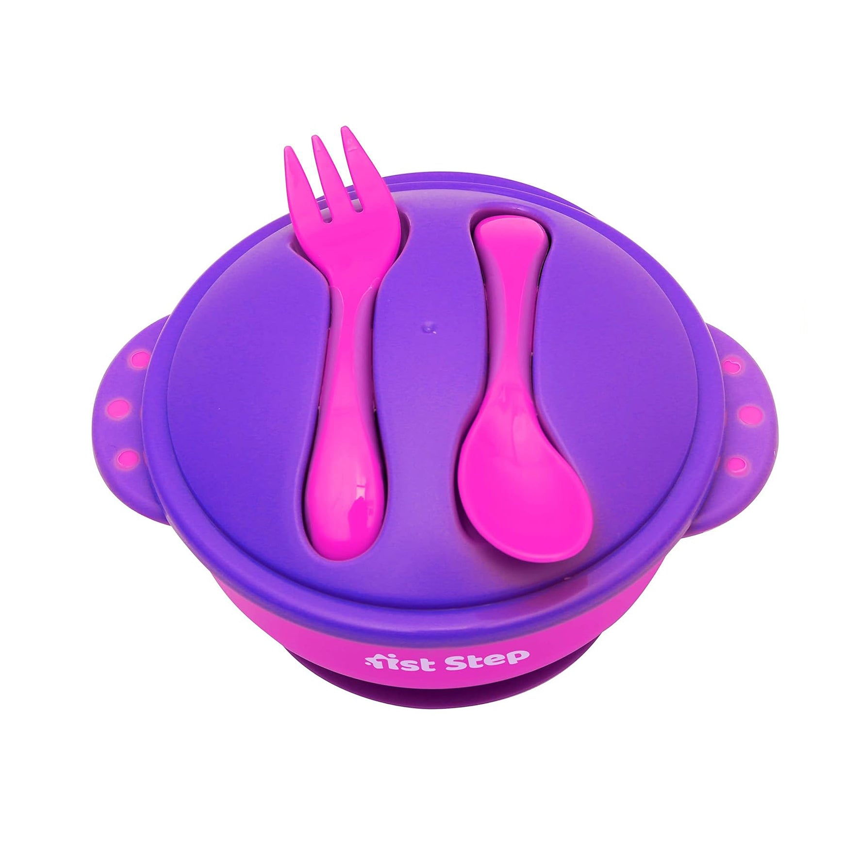 1st Step Microwave Safe, Anti Skid, Portable, Unbreakable Baby Feeding Bowl with Fork and Spoon