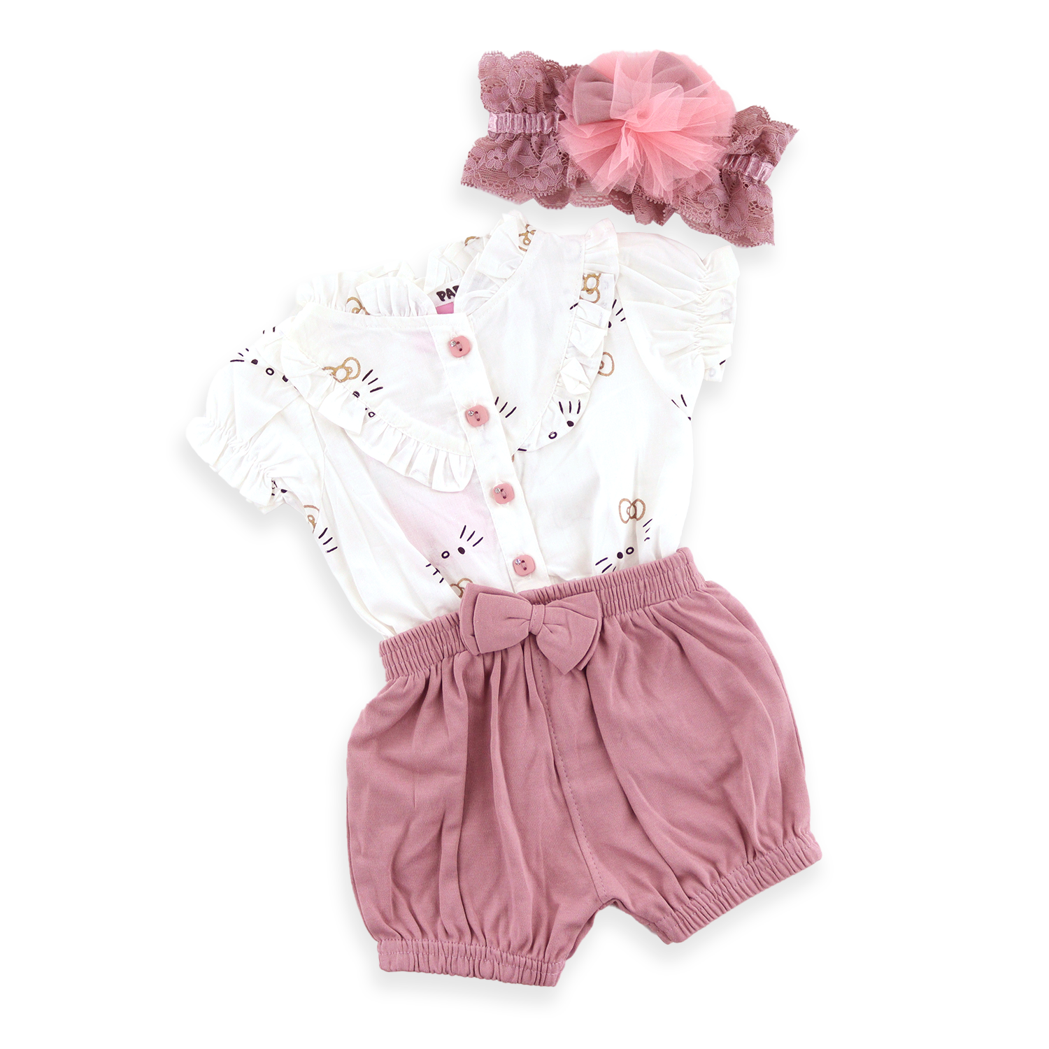 Toddler Baby Girls Floral Short Sleeve Jumpsuit  Summer Outfits with Headband