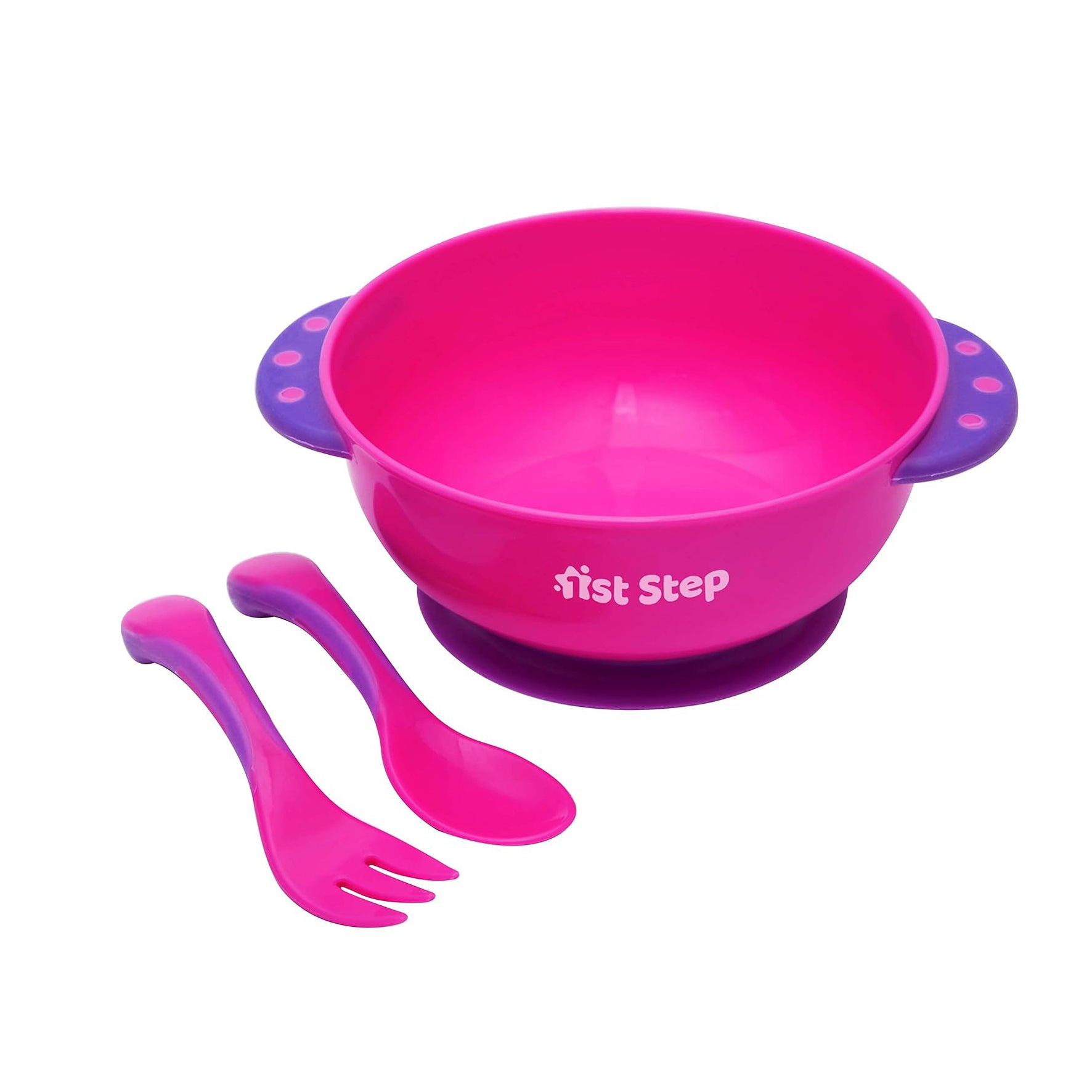 1st Step Microwave Safe, Anti Skid, Portable, Unbreakable Baby Feeding Bowl with Fork and Spoon