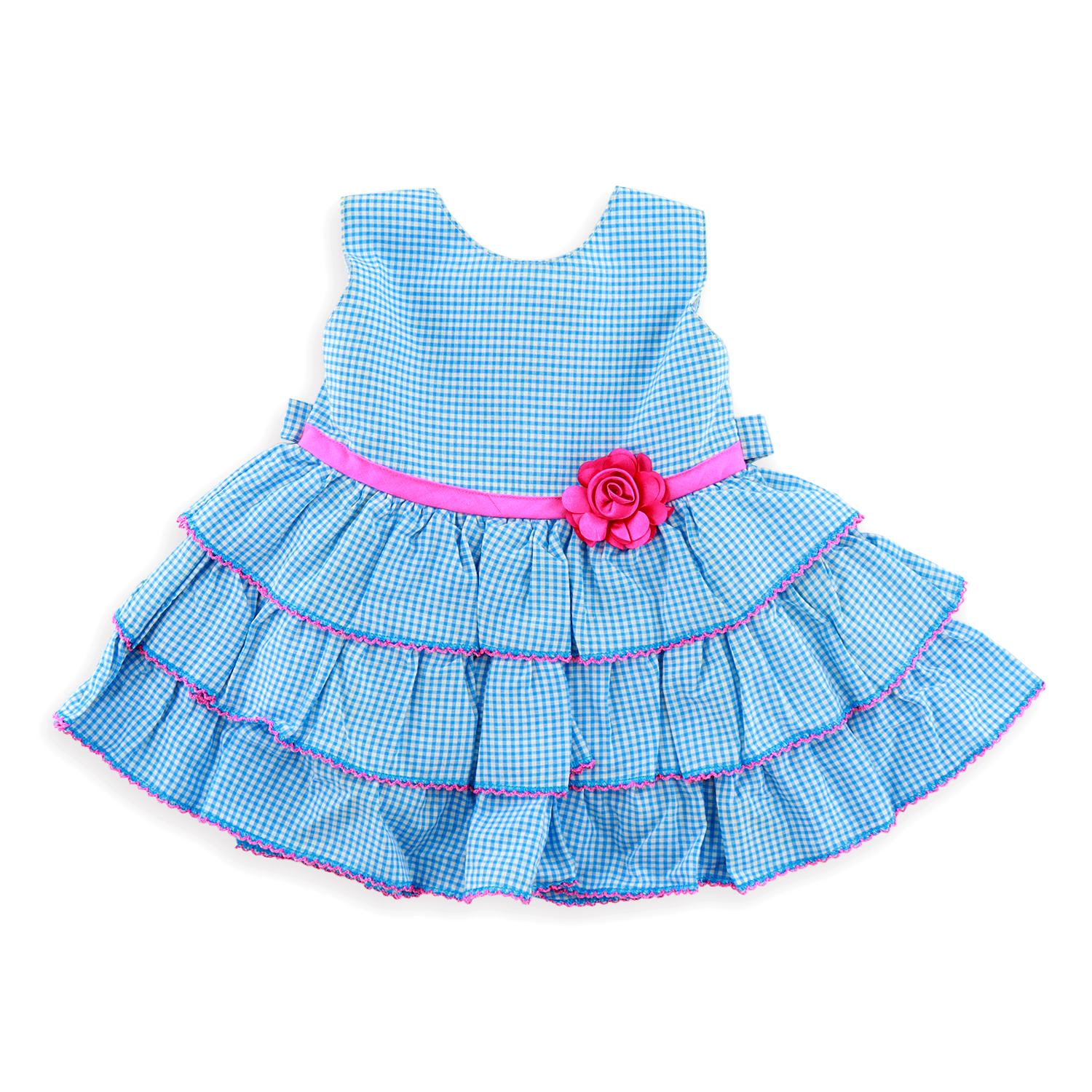 Blue And White Check Frock for Baby Girls