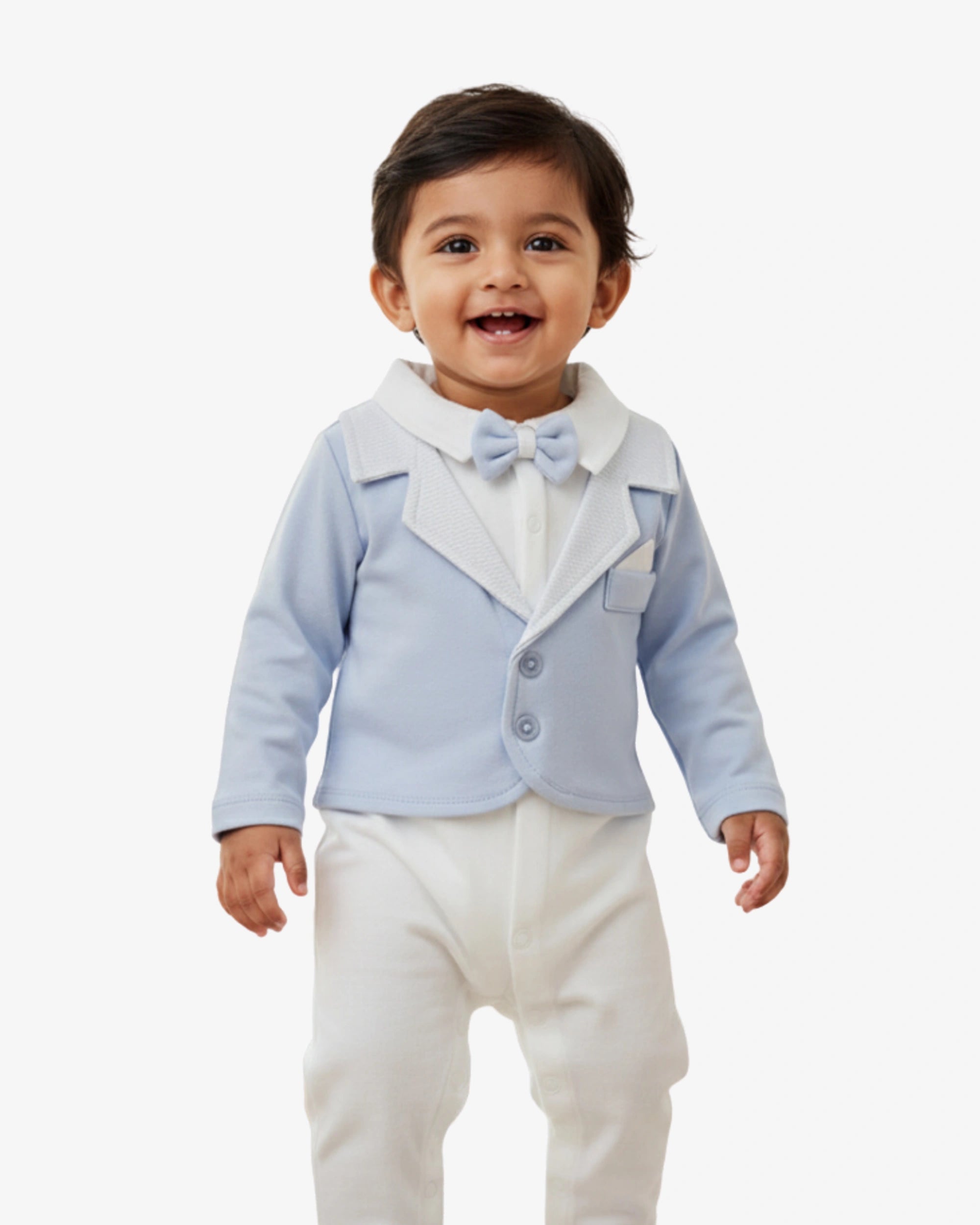 Newborn Baby Boy Romper – Formal Dress with Bow & Blazer Design