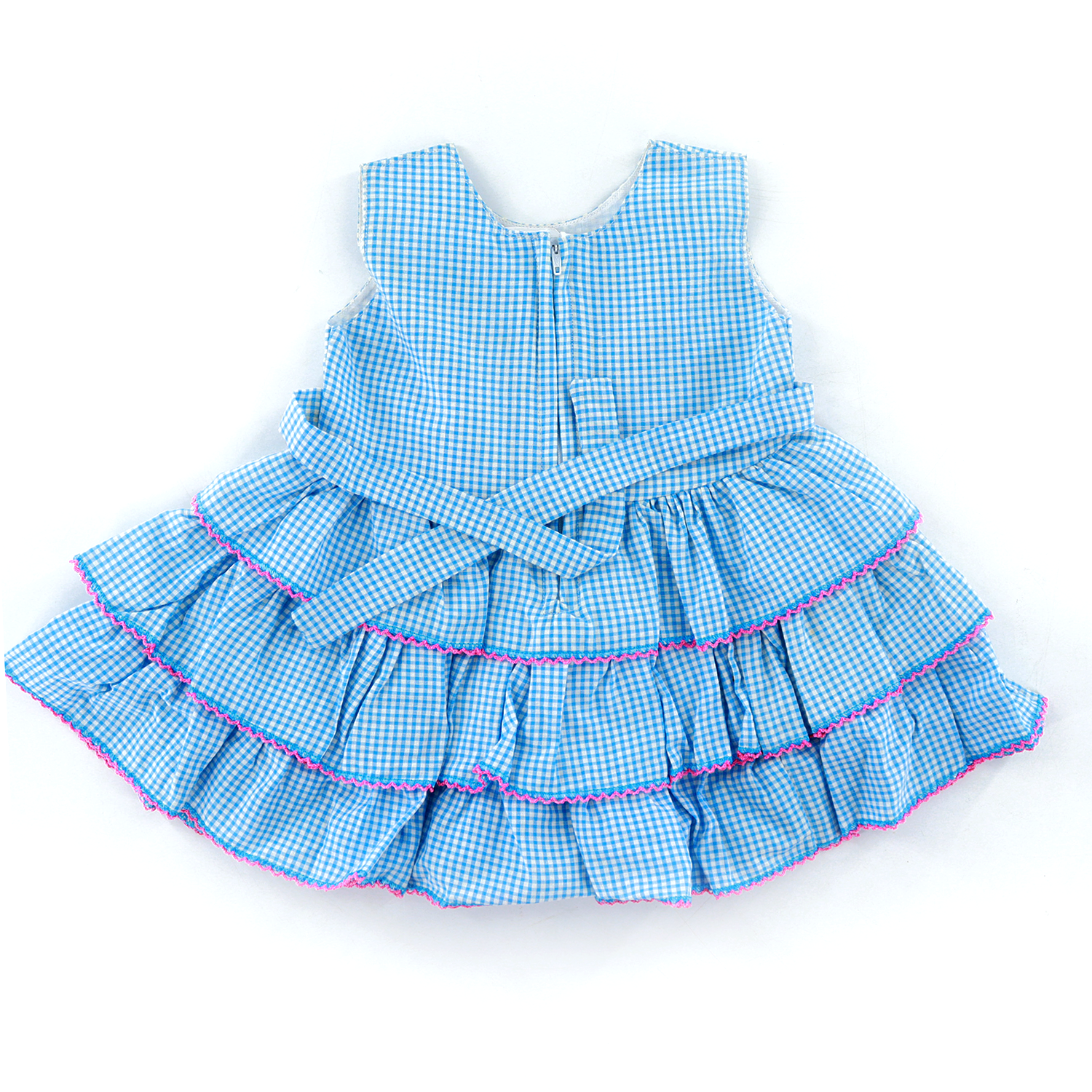 Blue And White Check Frock for Baby Girls