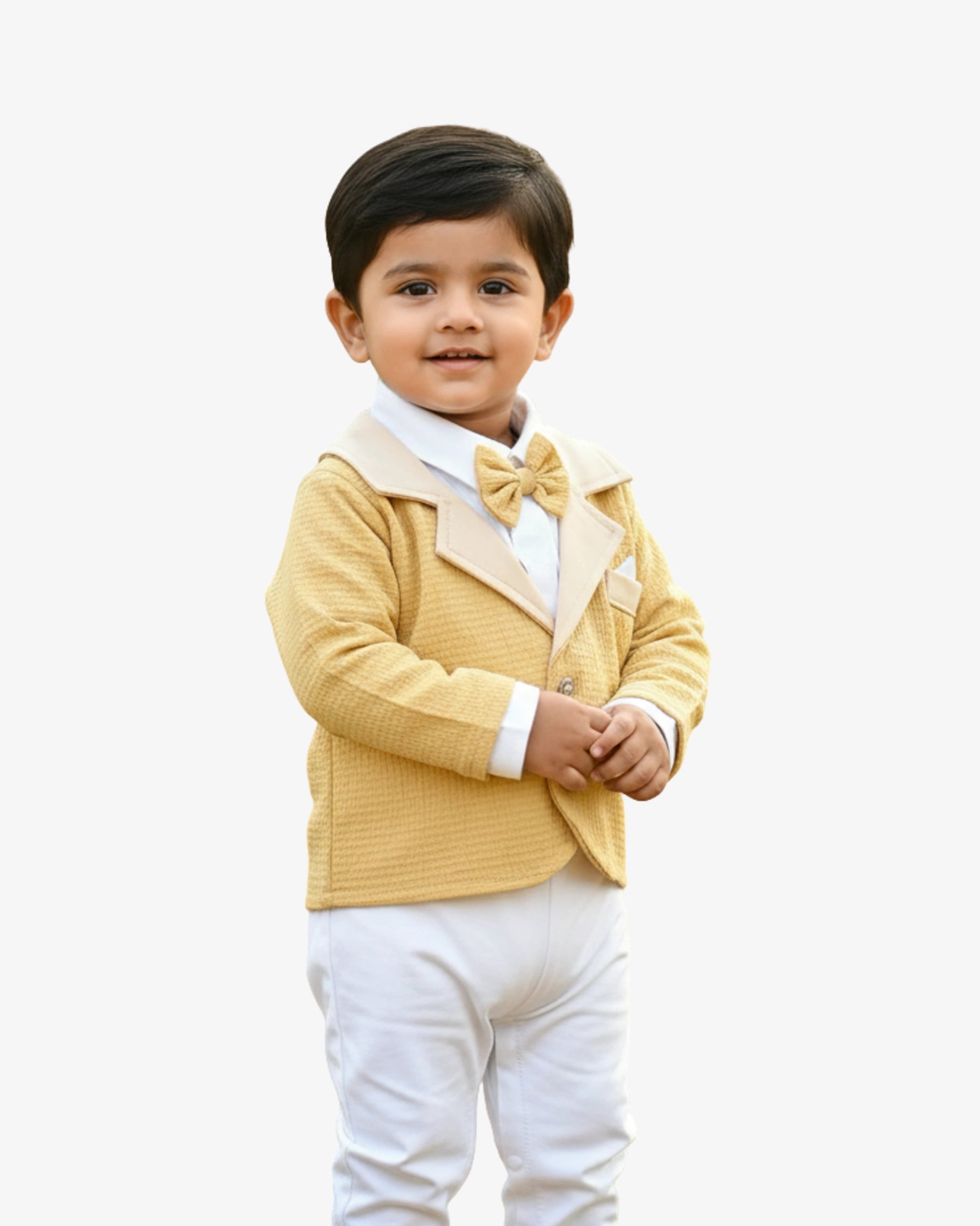 Newborn Baby Boy Romper – Formal Dress with Bow & Blazer Design