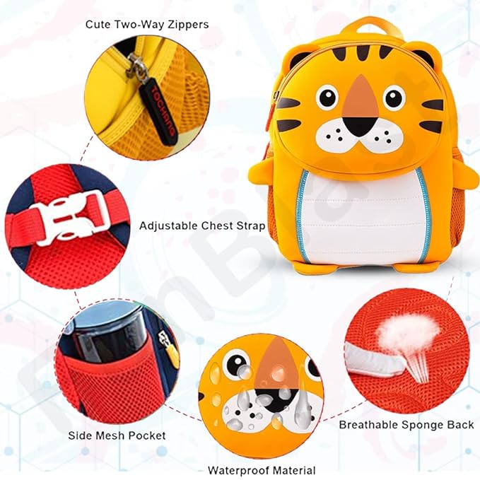 Preschool Backpack Toddler Neoprene Animal Waterproof Schoolbag Lunch backpack for Kids Boys & Girls