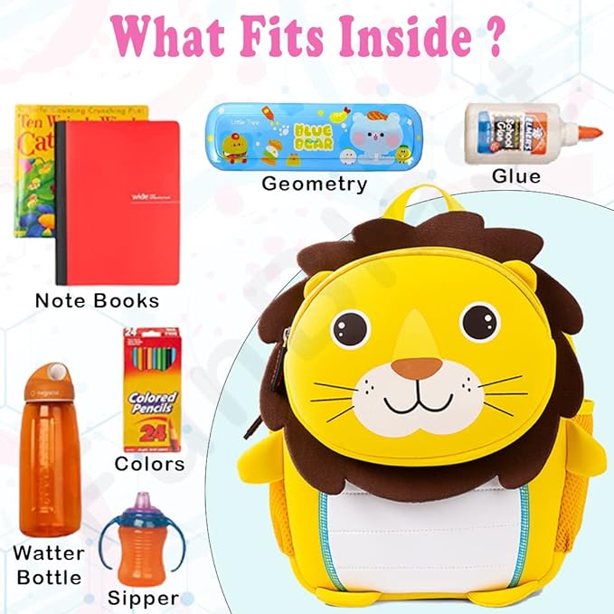 Preschool Backpack Toddler Neoprene Animal Waterproof Schoolbag Lunch backpack for Kids Boys Girls