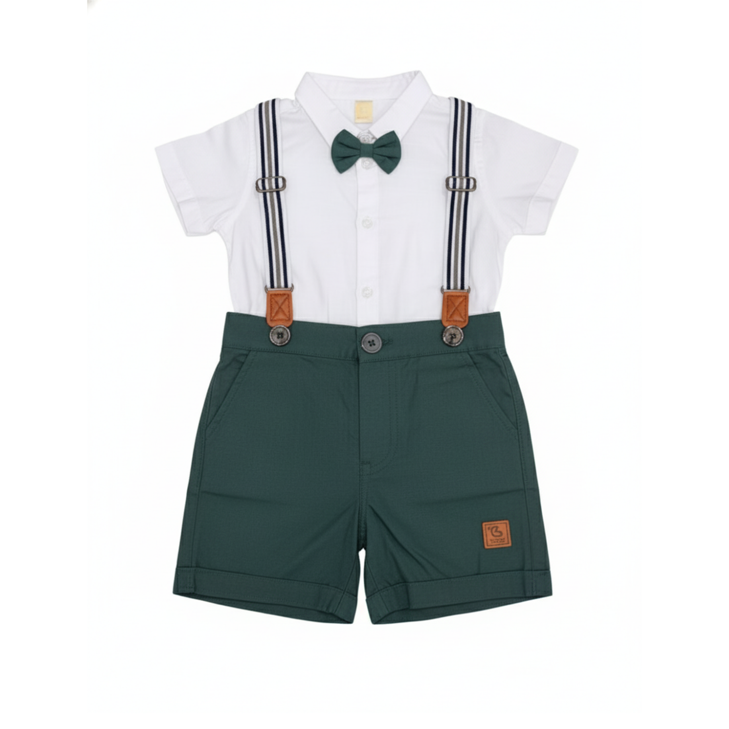 Baby Boy Formal Outfit with Bow Tie & Suspenders