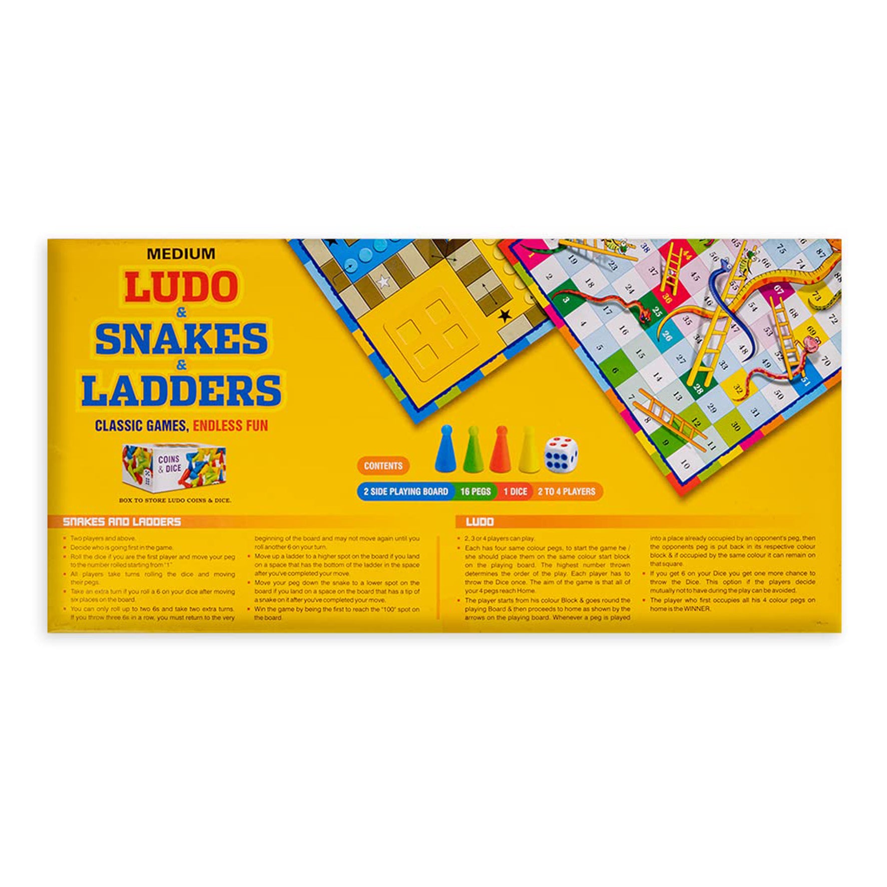 Toysbox Ludo and Snakes & Ladders Medium Classic Board Game to Play with Kids and Adults