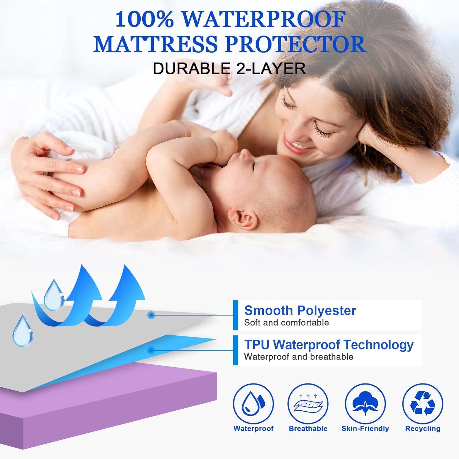 Baby Waterproof Full Size Mattress Protector Waterproof Mattress Prote Kidonex