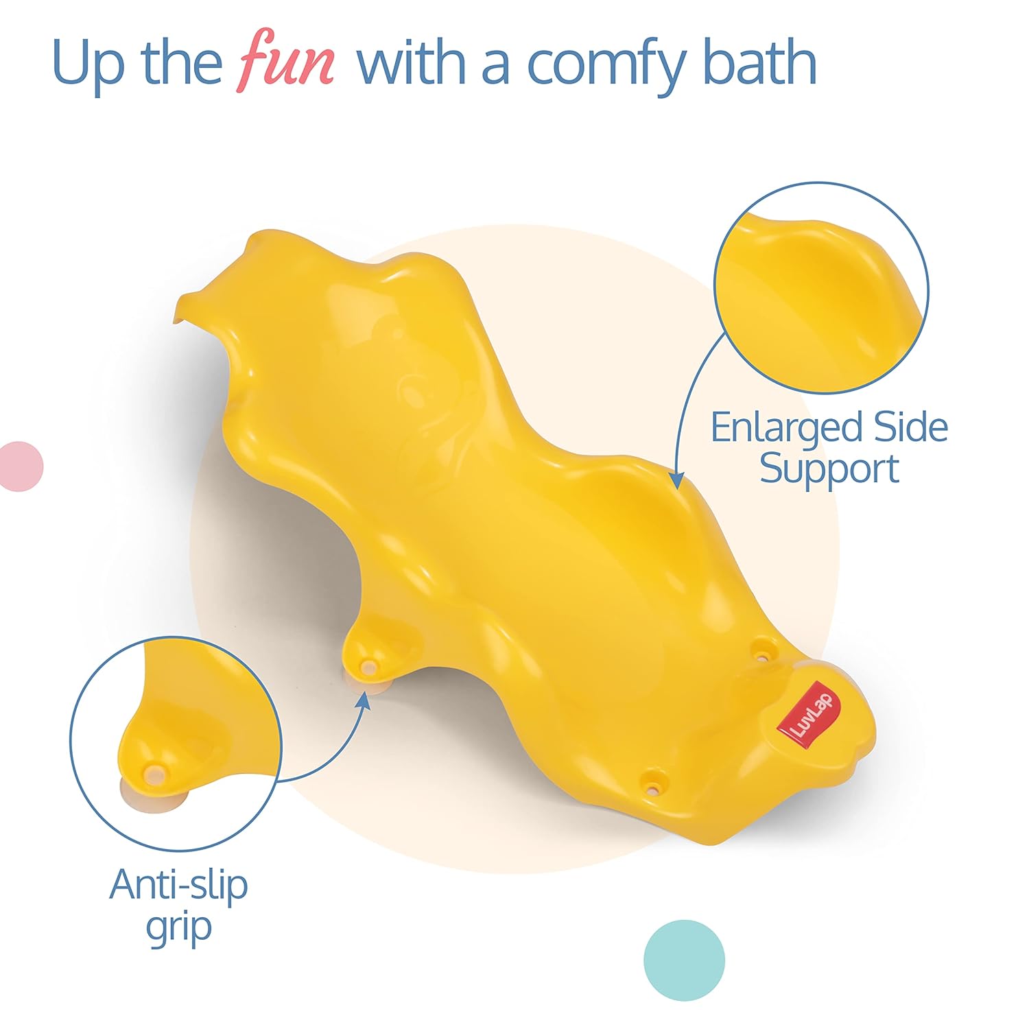 Anti Slip Baby Plastic Bath Chair, Baby Bath Seat/Sling with Non Slip Strong Suction Base, Baby Shower, for Infants & Toddlers (yellow)