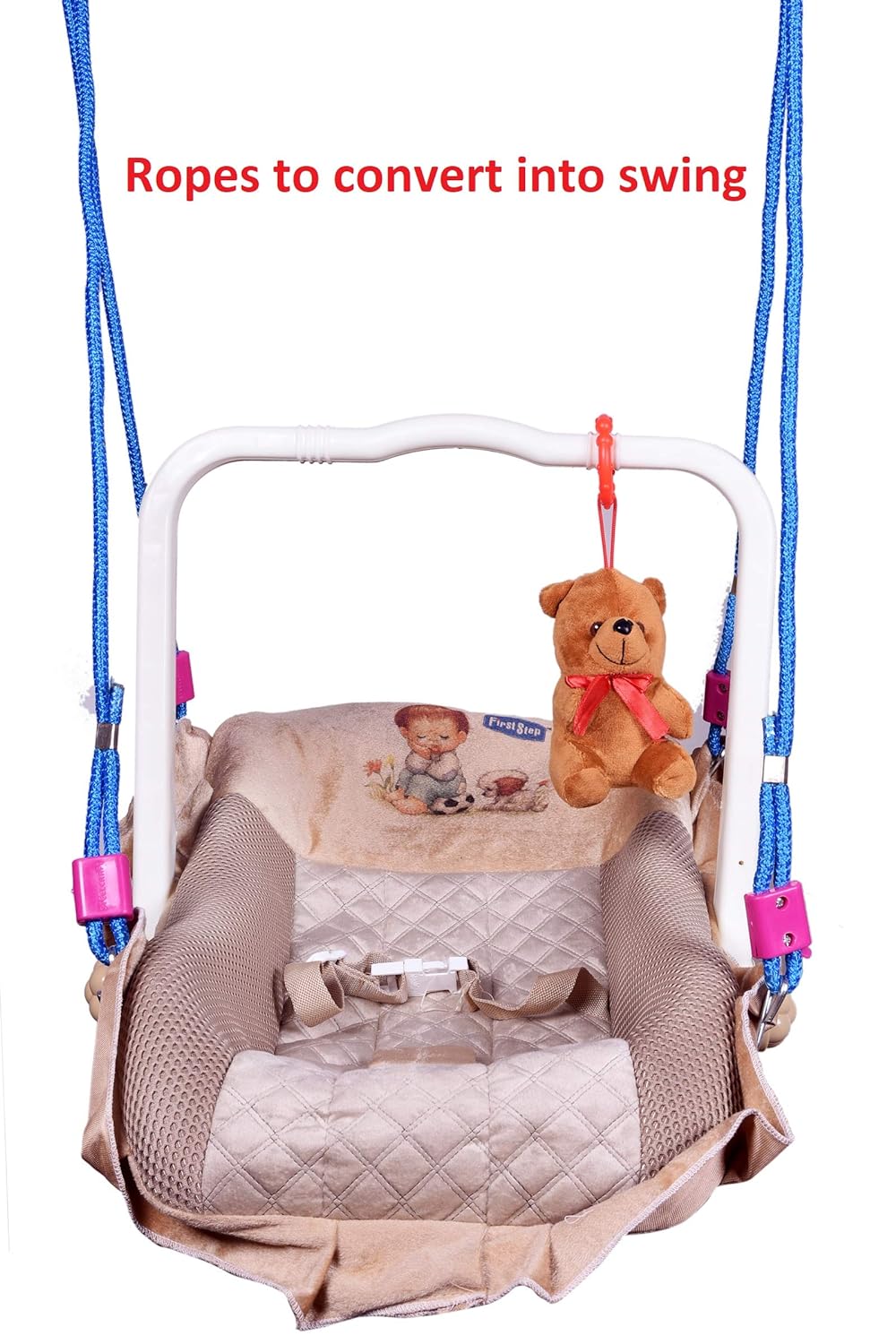 Premium Musical Baby Swing Rocker Carry Cot Cum Bouncer with Mosquito Net, Storage Box and Swinging Ropes
