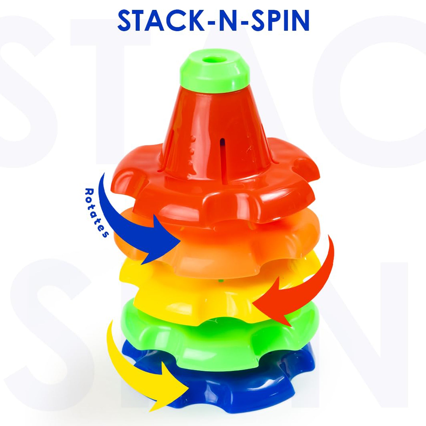 RATNA'S 3 in 1 Kinder Gift Set Containing Stack-N-Spin, Rainbow Spinning Tower & Shape Sorter Cube Montessori Toys Preschool Learning for Infants & Toddlers