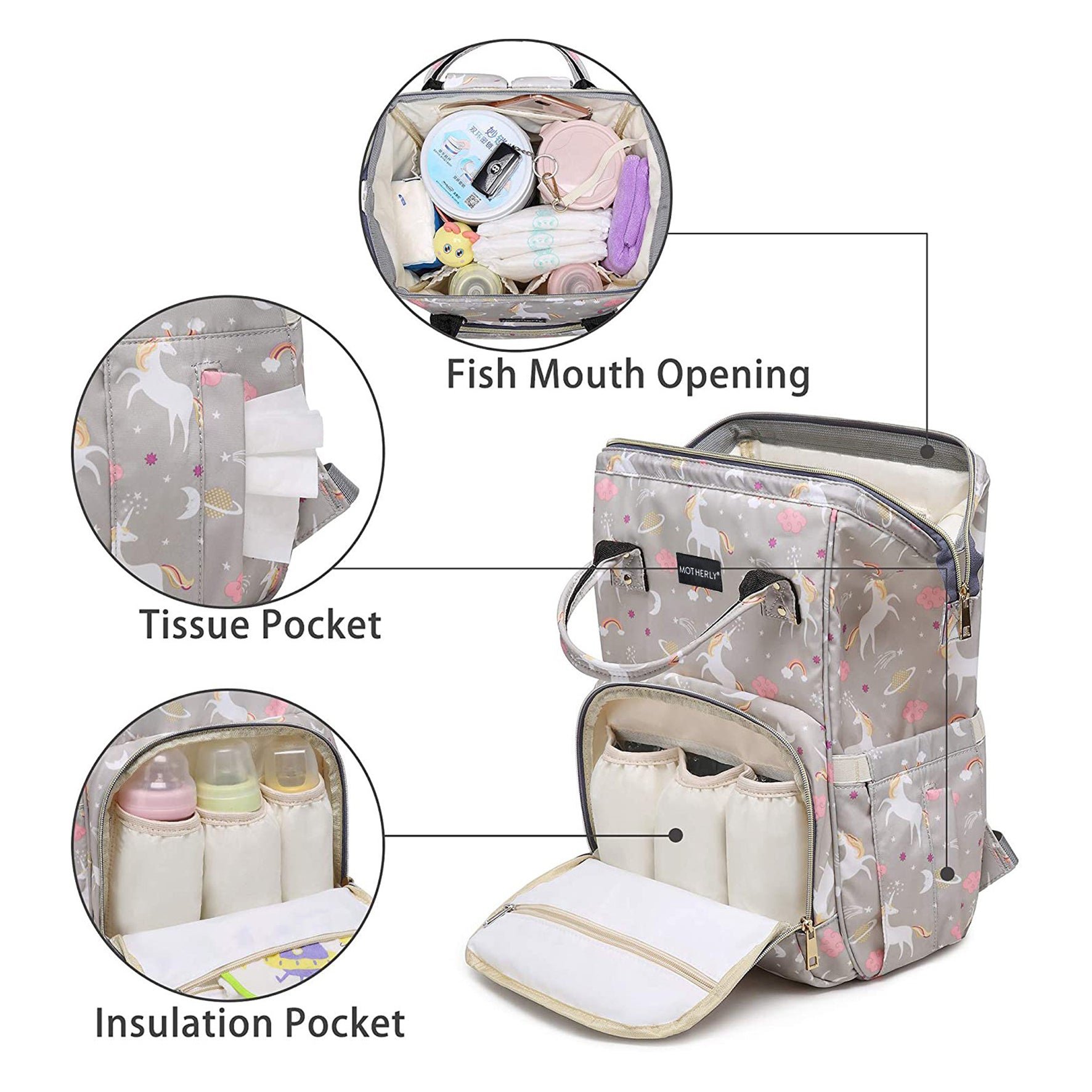 New Diaper Bag for Mothers Stylish Big Size  | Waterproof Diaper Tote with Large Capacity Bottle Insulation for Mom Dad