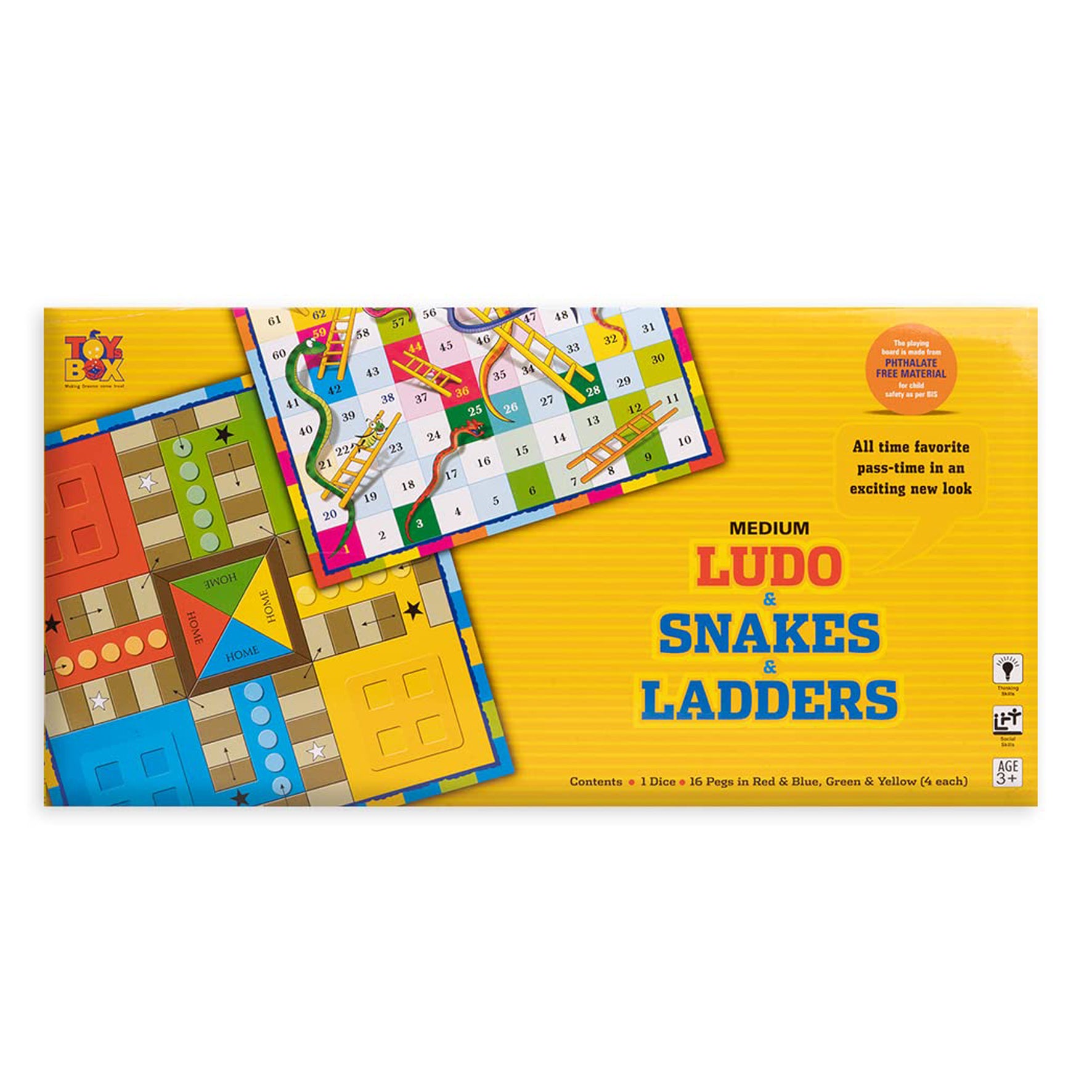 Toysbox Ludo and Snakes & Ladders Medium Classic Board Game to Play with Kids and Adults