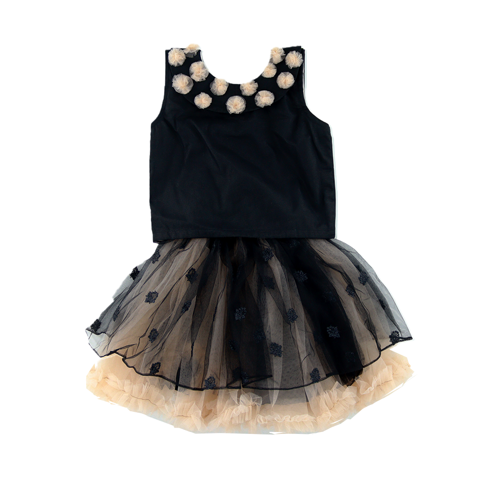 Girls Black Party Wear Midi Set