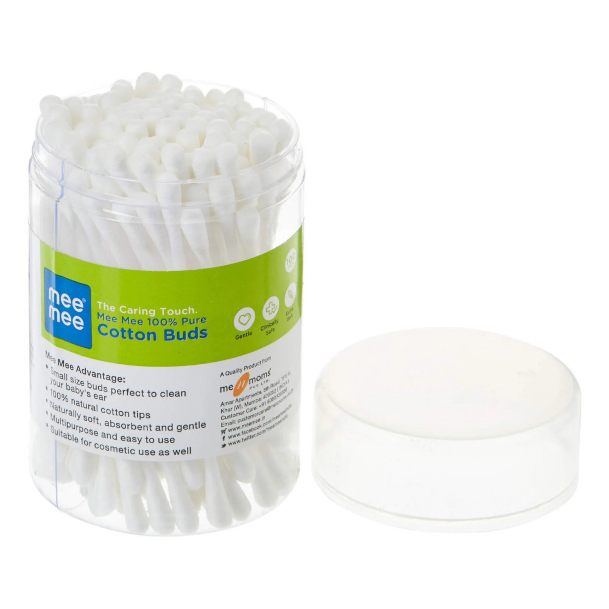 Mee Mee 100% Pure Cotton Buds | Baby Safe Ear Swabs | 100% Natural Cotton Tips