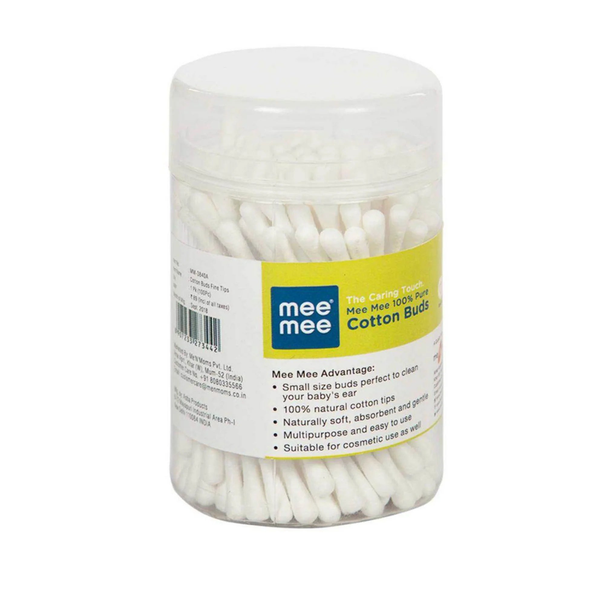 Mee Mee 100% Pure Cotton Buds | Baby Safe Ear Swabs | 100% Natural Cotton Tips