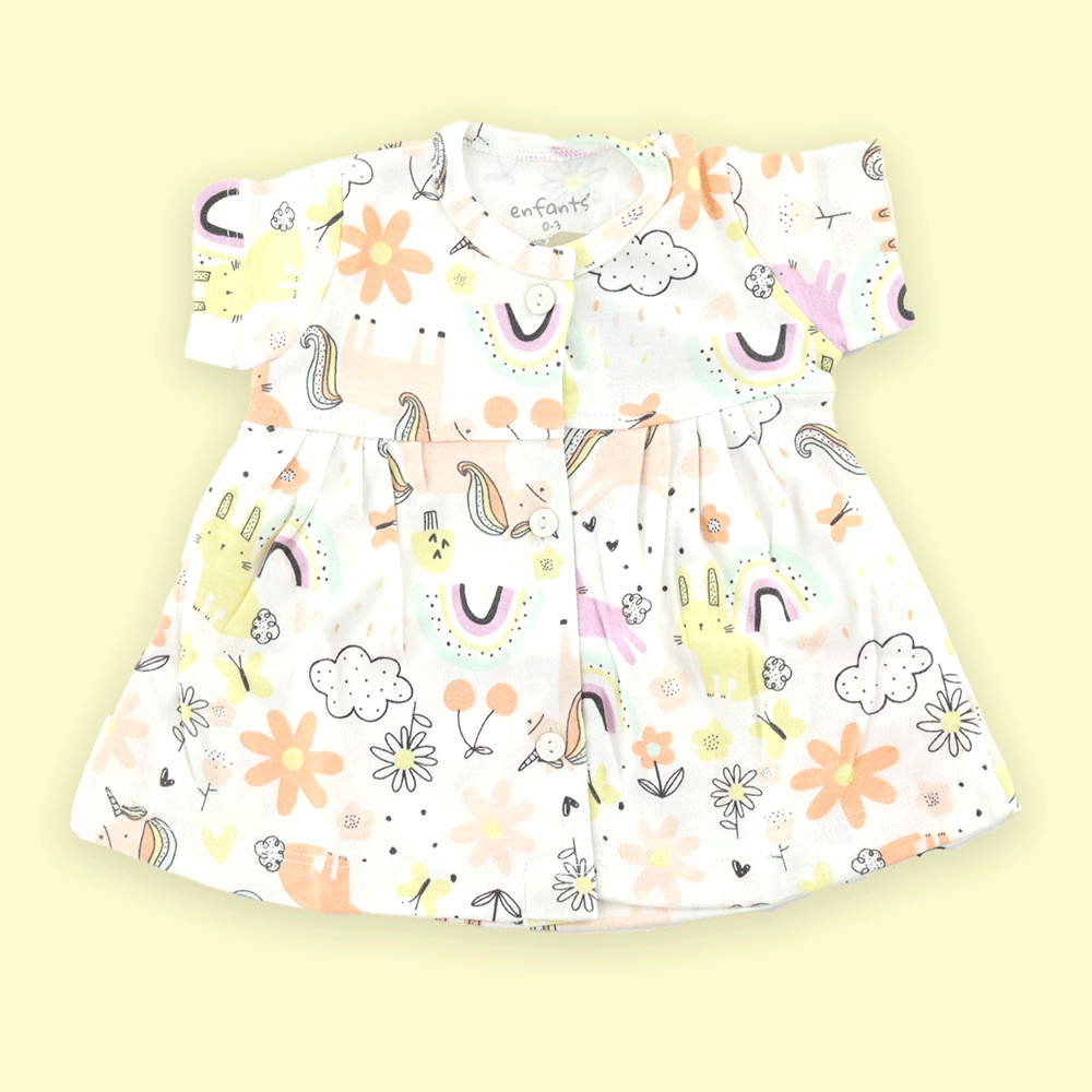 Infants Baby Frock with Soft Cotton for Baby Boys/Girls (0-3months/3-6months)